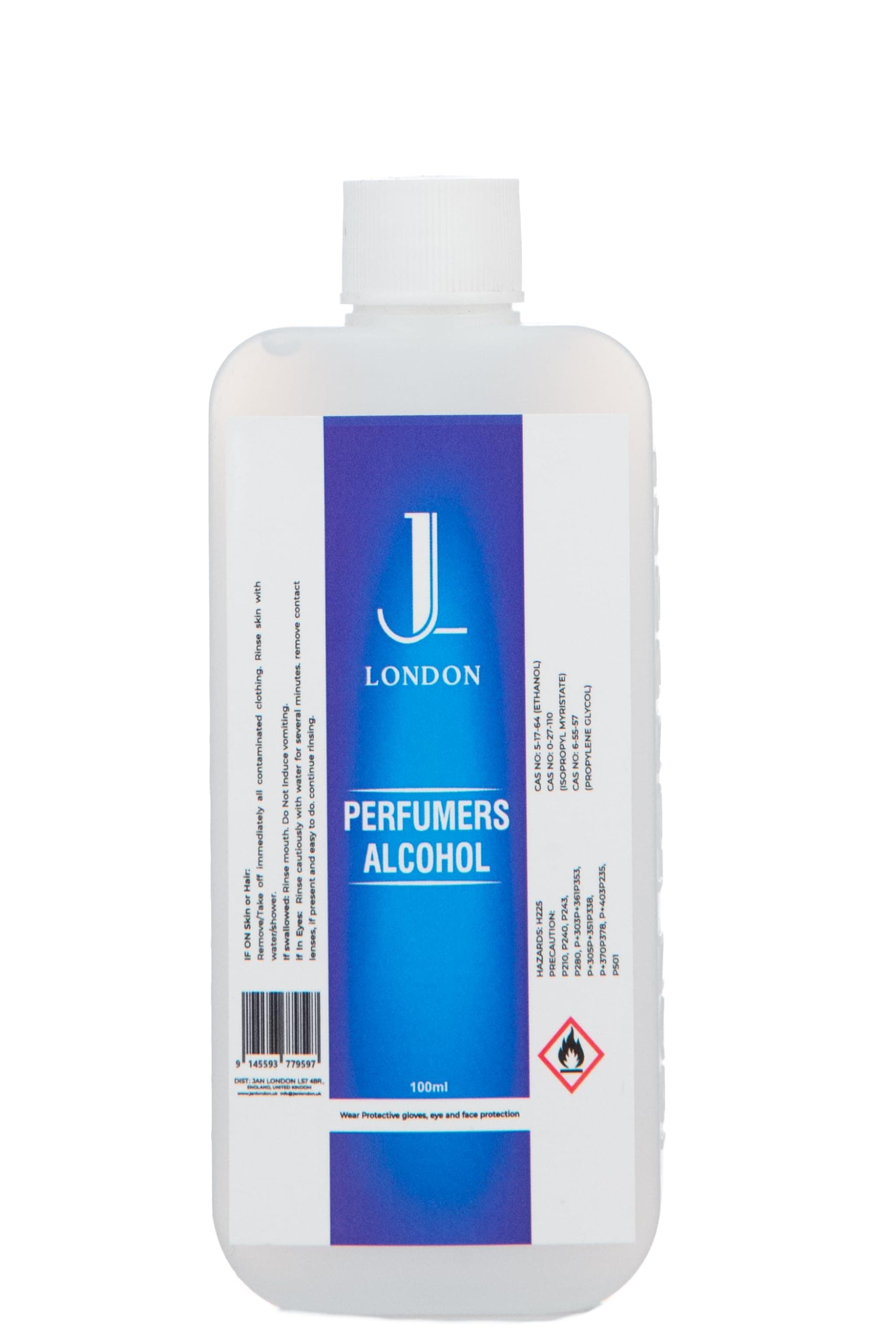 Jan London's Perfumers Alcohol, Ethanol, Isopropyl Myristate, and Propylene blend empowers you to create custom scents for perfumes, aftershaves, diffusers, and room sprays, 100ml