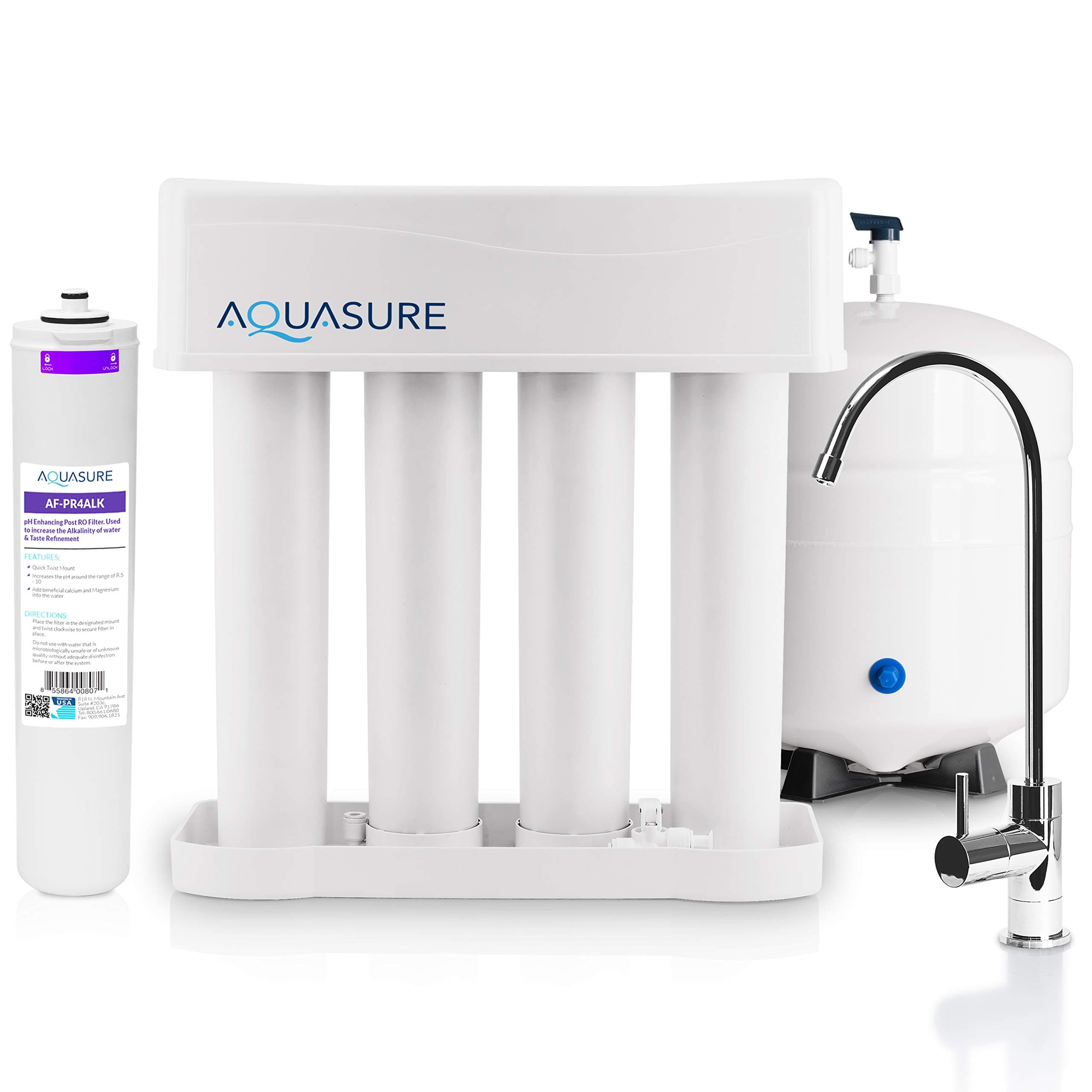 Aquasure Reverse Osmosis Water Purification System, 4-Stage Filtration, NSF Certified, Polypropylene Material, Multicolor