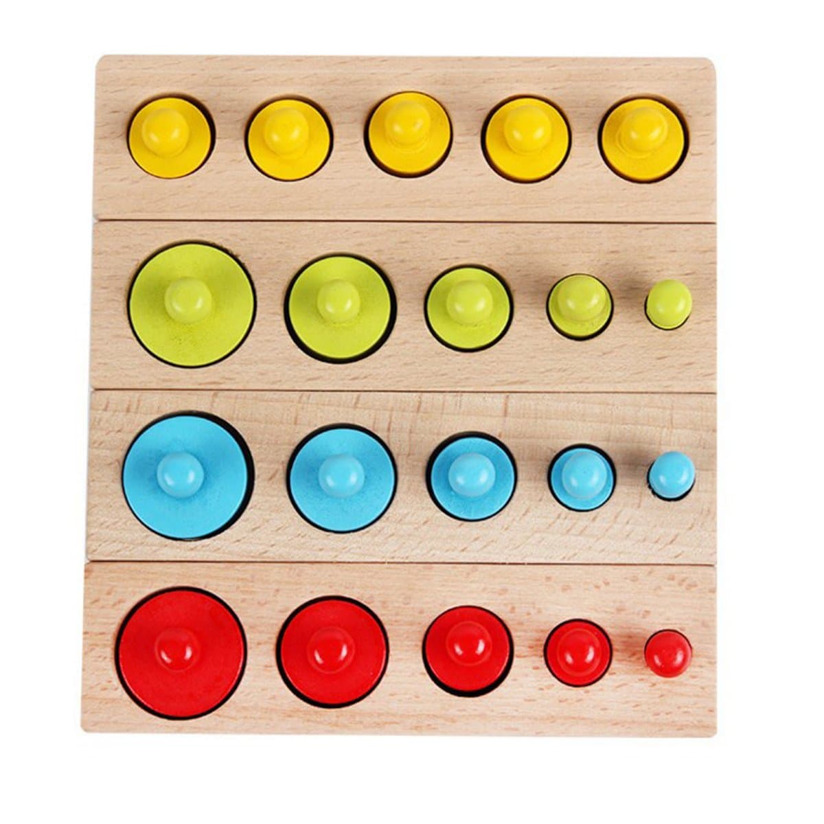 New Sky Enterprises Montessori Colored Knobless Cylinders with Fitted Container Socket Kids Wooden Blocks Shape & Color Recognition Material Toys (knobless cylinders)