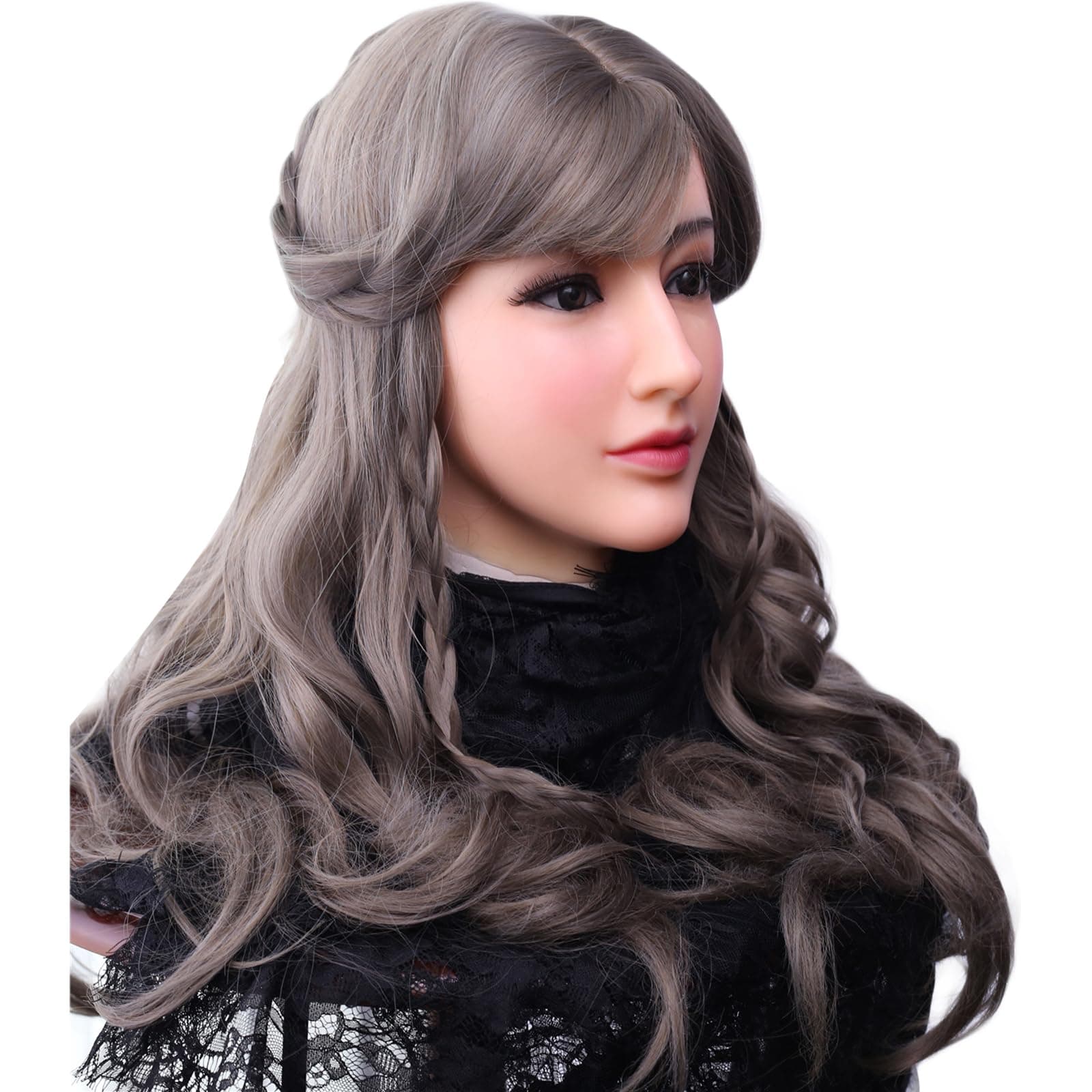 Silicone Mask Realistic Female Mask Full Head Mask Can Makeup for Crossdresser Cosplay Transgender (Beige)