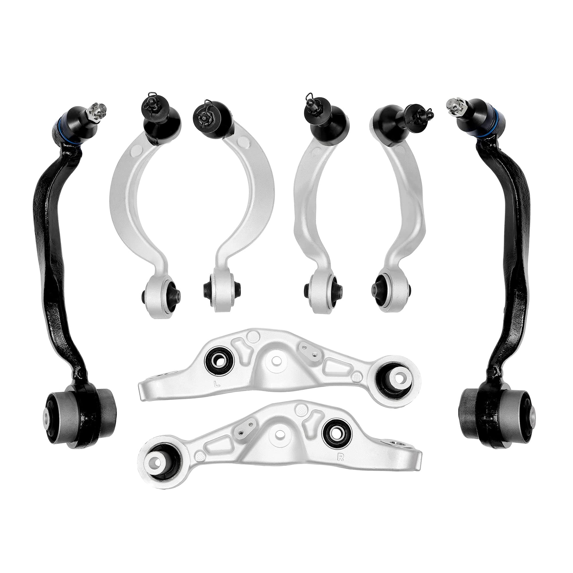 Control Arms, Suspension Kit, Compatible with 2007-2012 Lexus LS460 RWD, w/Front & Left & Right & Lower & Upper & Rearward & Forward Control Arm w/Ball Joint (8PCS), K642208 K642988 K622207 K622209