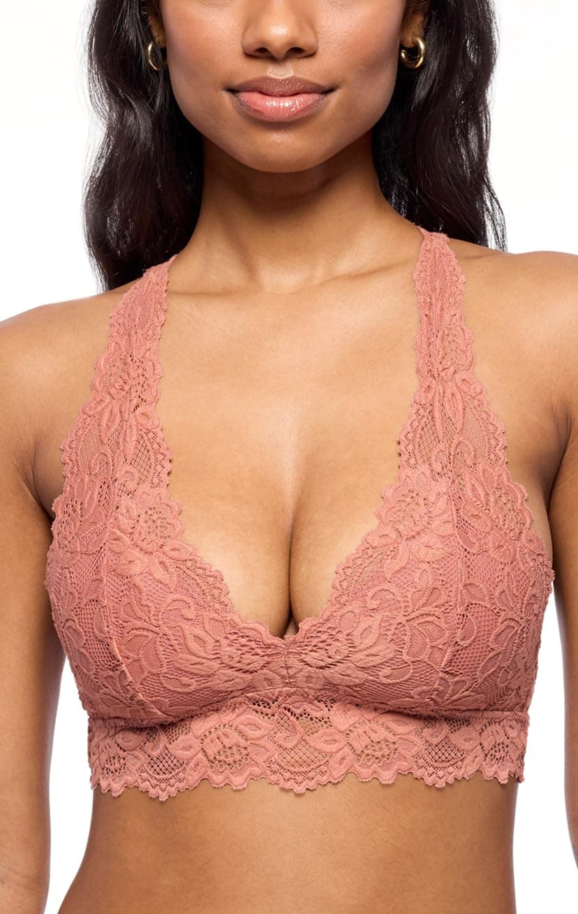 Mia Lace Bralette for Women, Unpadded and Unlined Wireless Bra, Perfect Racerback Everyday Lingerie