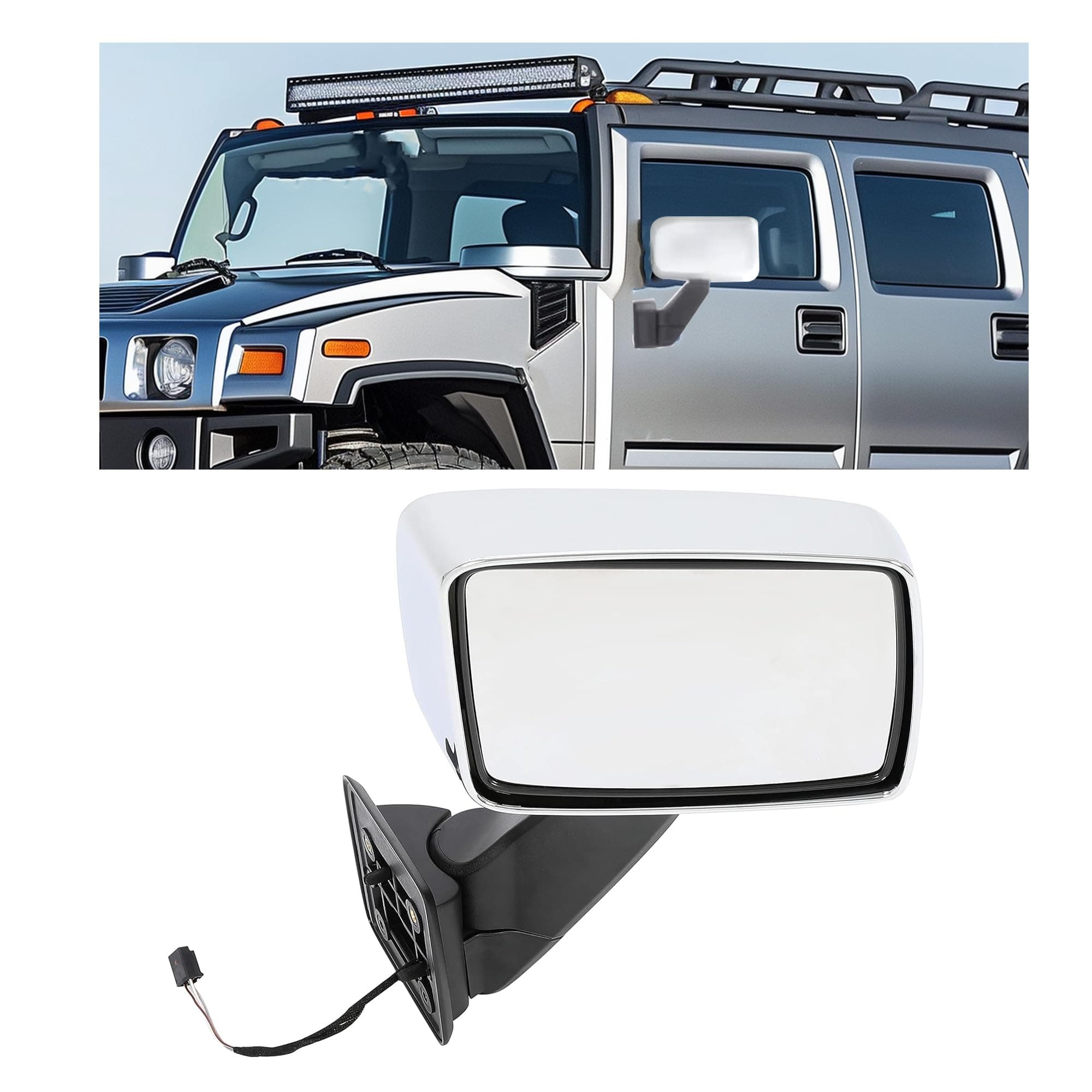 - HECASA Power Mirror Right Compatible with 2006-2010 Hummer H3 2009-2010 Hummer H3T Power Side Mirror Towing Mirror Replacement for 20836086 Silvery+Black (Passenger Side)