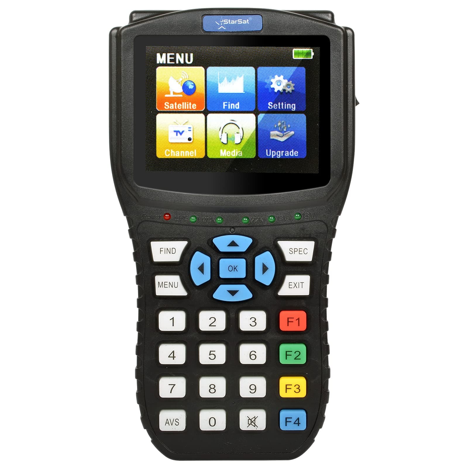 star sat SF-05 Digital Satellite Finder with 3.5" TFT LCD, DVB-S/S2, CCTV TESTING, AHD 5MP, USB, RF In, HDTV, 4K Supported, Full HD, SPECTRUM ANALYZER & MULTI-LINGUAL UI