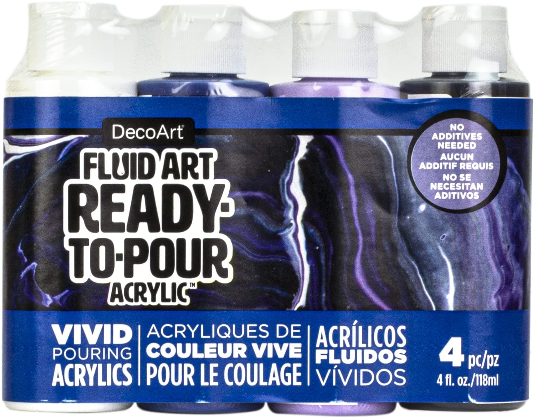 DecoArt FluidArt Paint Pouring Value Pack 4/Pkg-Galactic, Assorted