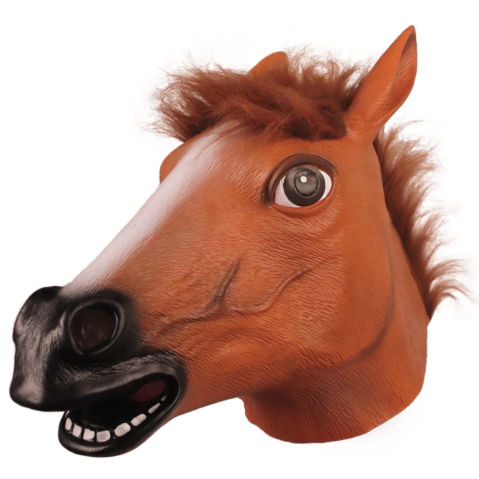 Molezu Horse Head Mask,Horse Mask Creepy Brown Horse Head Rubber Latex Animal Masque,Novelty Halloween Costume party