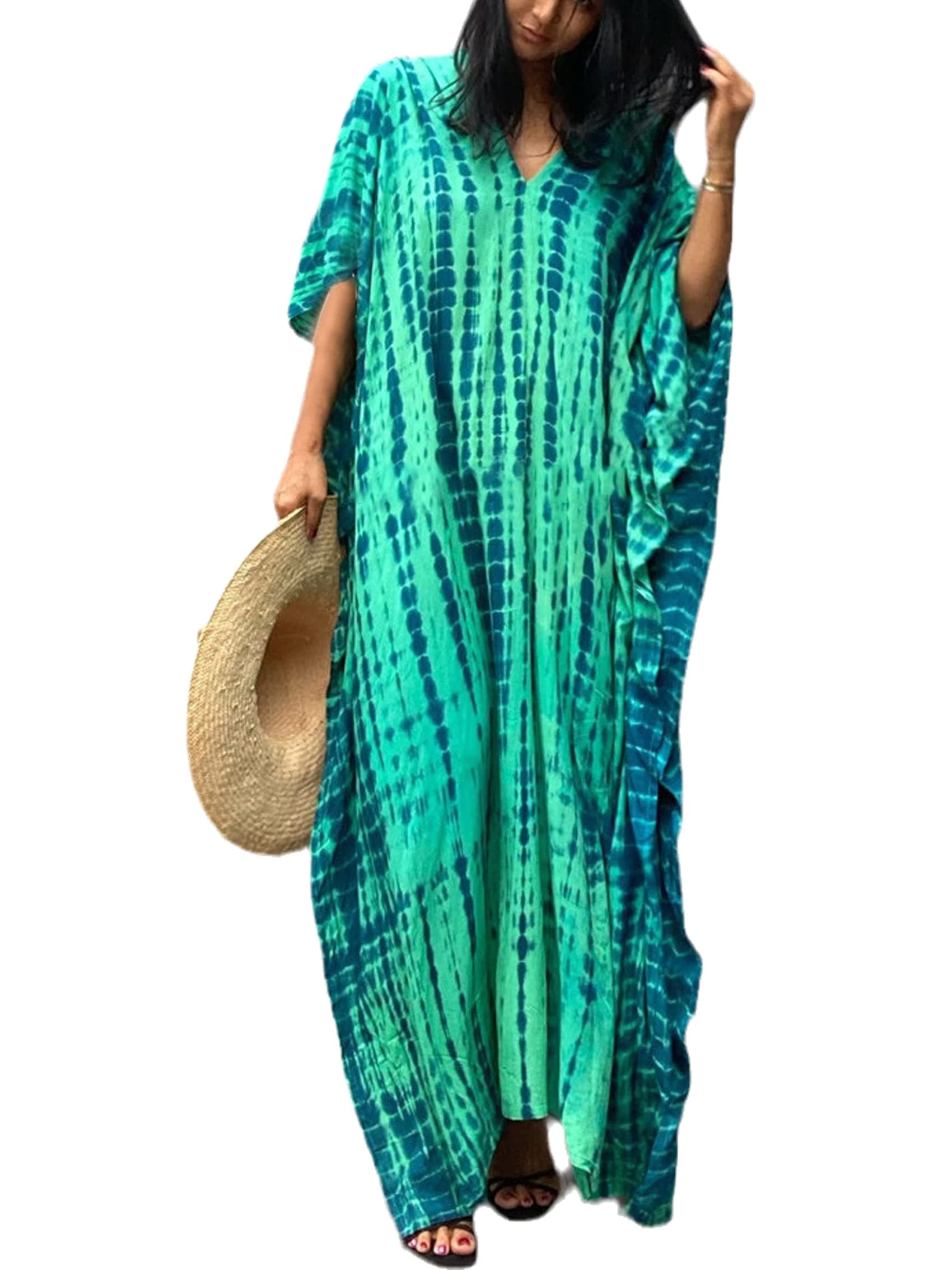 SMUDGE LifeKaftan Dresses for Women Plus Size Summer Beach Dress with Print and Swim Cover Ups