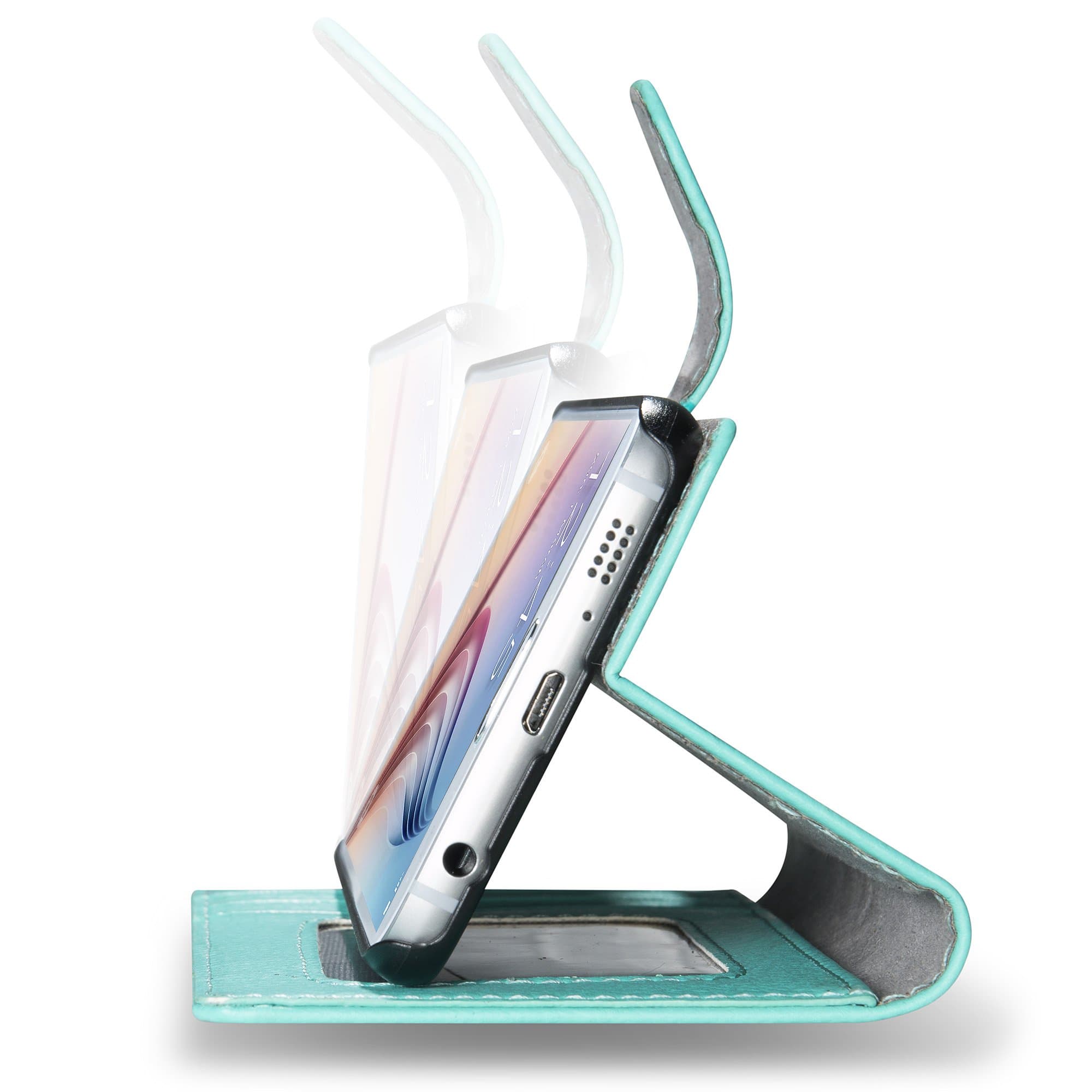 Galaxy S6 Case, Teal Galaxy S6 Case Cover Slim Leather Wallet case for Samsung Galaxy S6