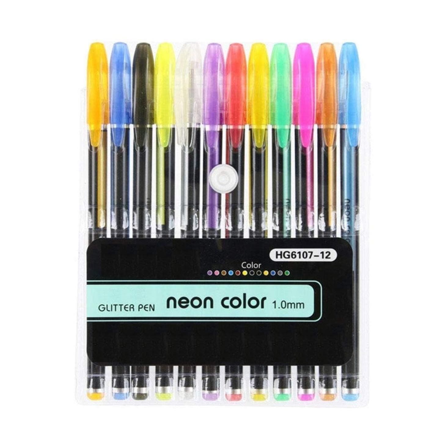 Qatalitic Set of 12 Neon Gel Pens consisting Fluorescent, Metallic, Glitter, and Pastel colour pens For DIY Art & Crafts (Sketching, Drawing & Painting Purpose)