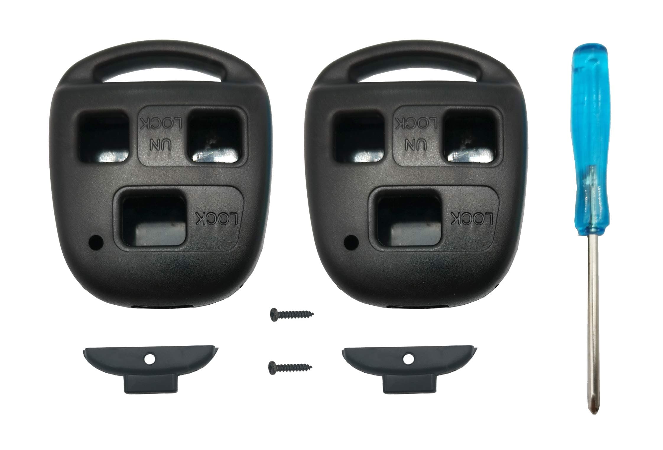 Upgraded Replacement Key Fob Cover Shell Fit for Toyota Land Cruiser FJ Cruiser Keyless Entry Remote Car Key Case with Screwdriver (2)