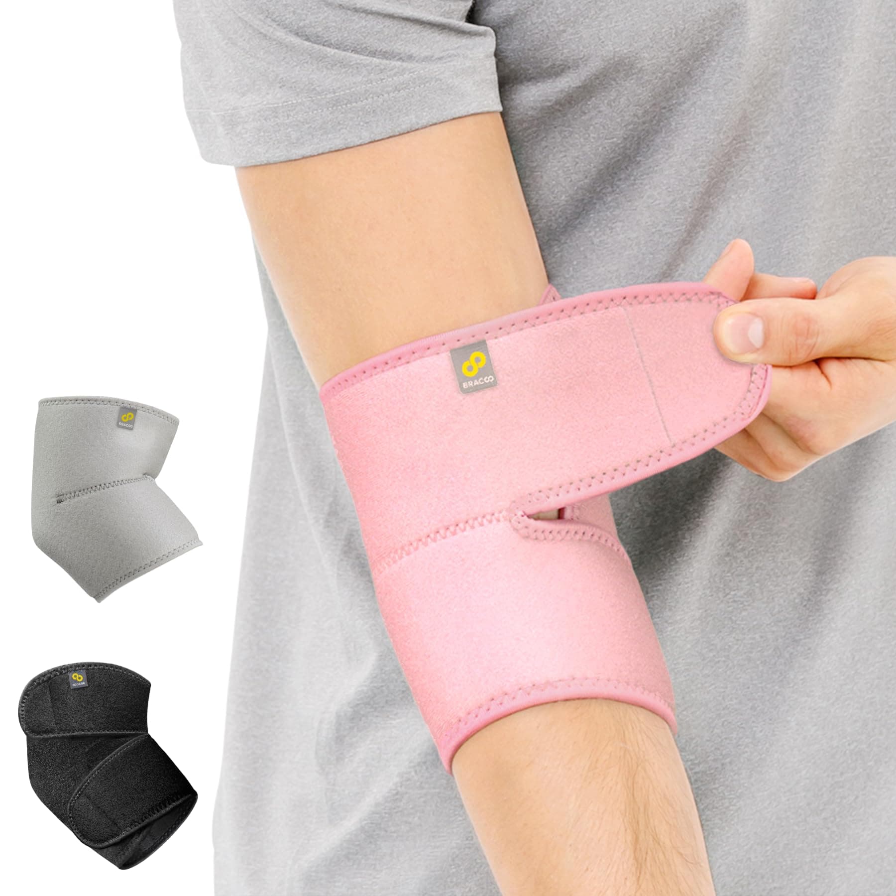 BRACOO Elbow Support Brace, Men Women, Adjustable Neoprene Support Sleeve for Tennis, Golf, Pickleball, Weightlifting, ES10