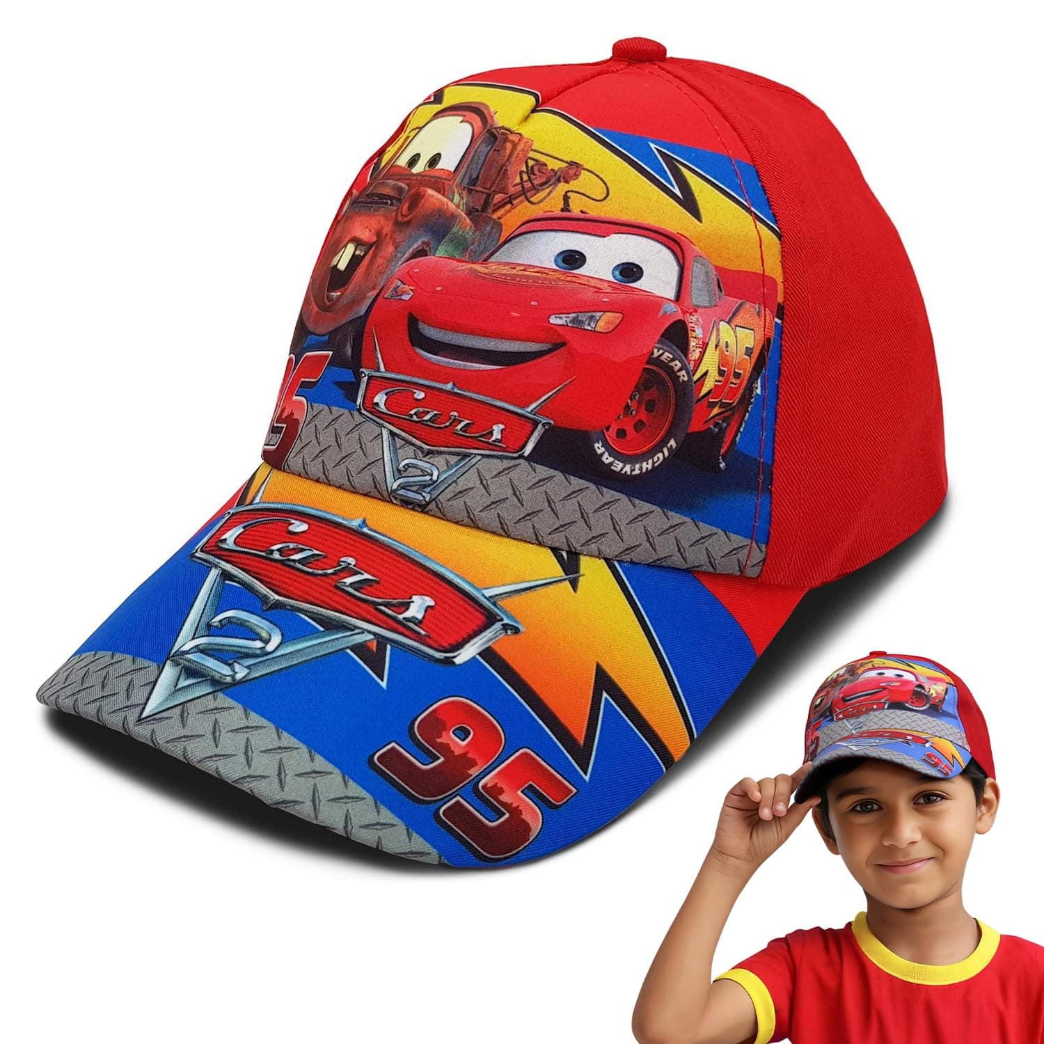 Stylish Printed Cute Sun Protection Kids Cap for Baby Boy and Baby Girl, Caps for Girls (Color-Red)