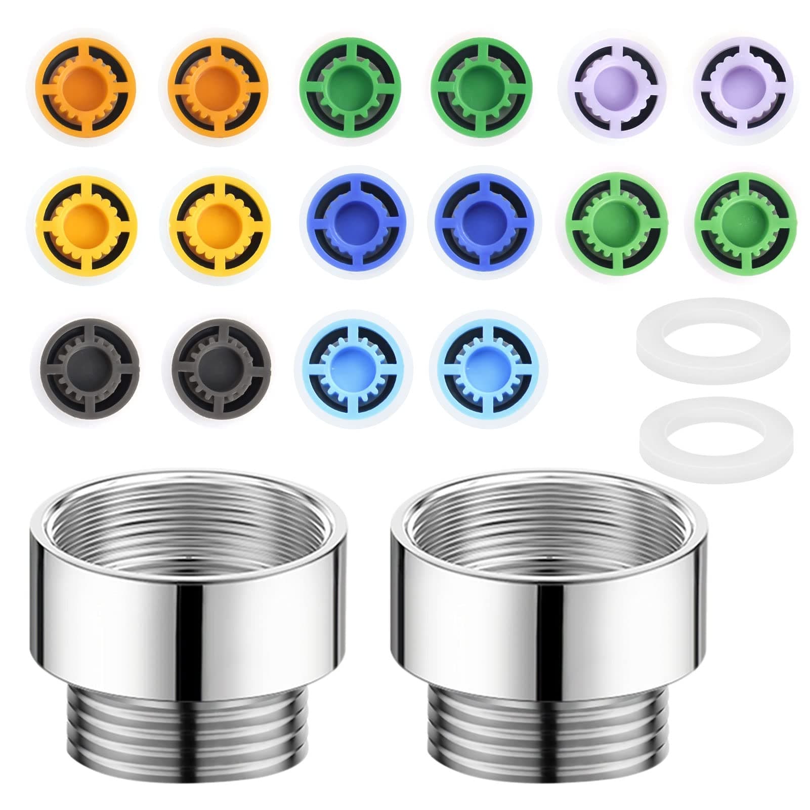 20Pcs Shower Flow Reducer Limiter- 1/2 Inch Shower Head Pressure Reducer Shower Flow Restrictor Insert Water Saver Adapter Water Flow Reducer For Shower Head Handheld Shower 1.2/1.5/1.8/2/2.2/2.5 GPM