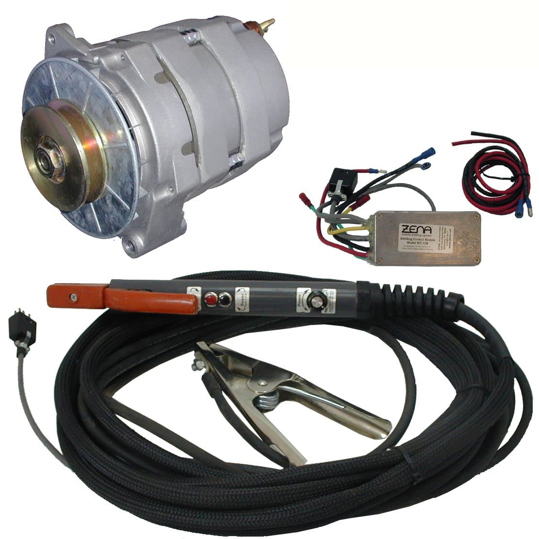ZENA® Model MW150B.40, 150 amp DC, 100% duty, engine driven welder kit (w/40' cables & remote controls) - attach to small engine or vehicle - repair a "dead" motor driven welder with OK engine