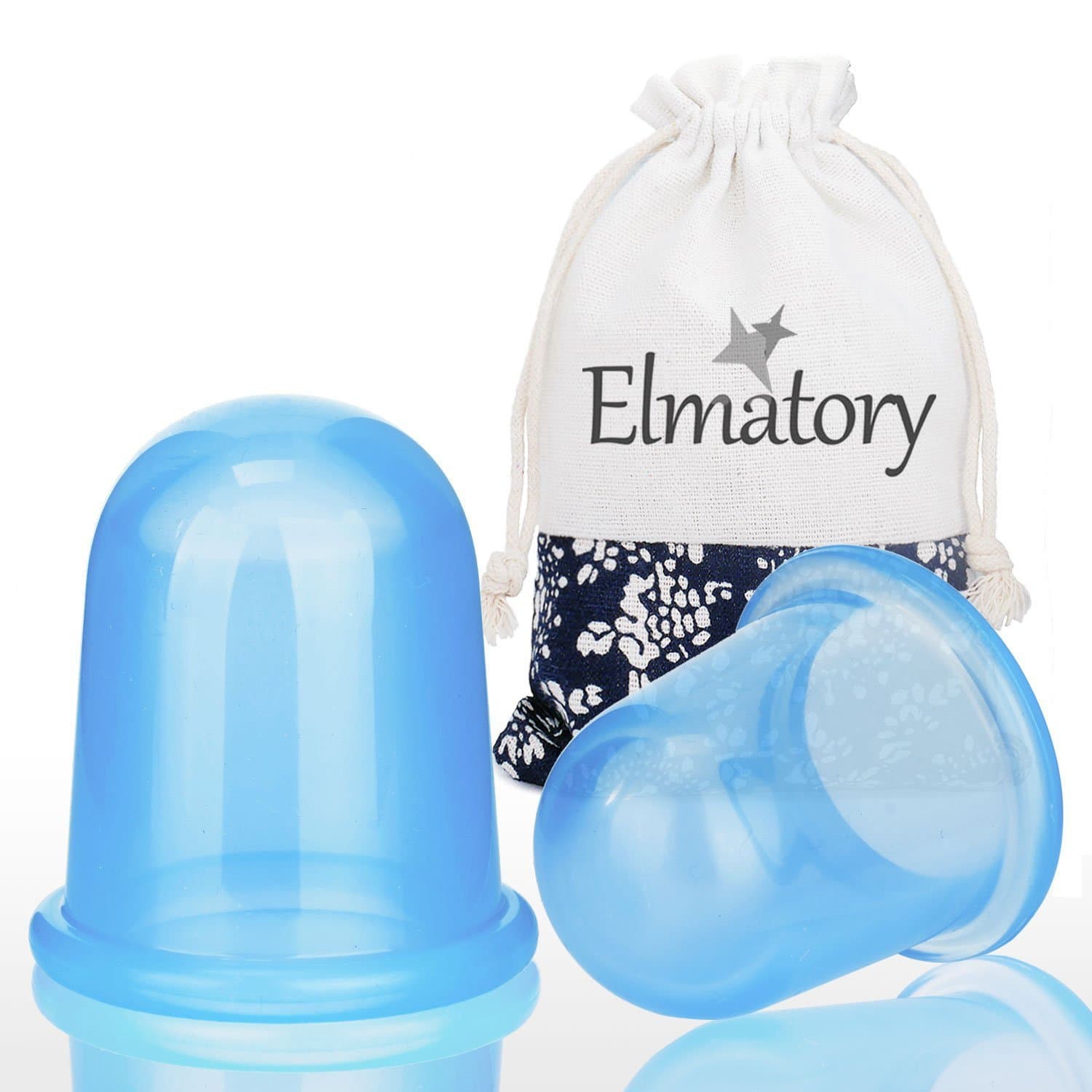 Elmatory Upgraded Medical Grade Silicone Anti Cellulite Vacuum Cup 2pcs Cupping Therapy Set Body Massage Cups - 2 Sizes Cups (1 Large + 1 Medium) (Body Cups, 2 Pack)
