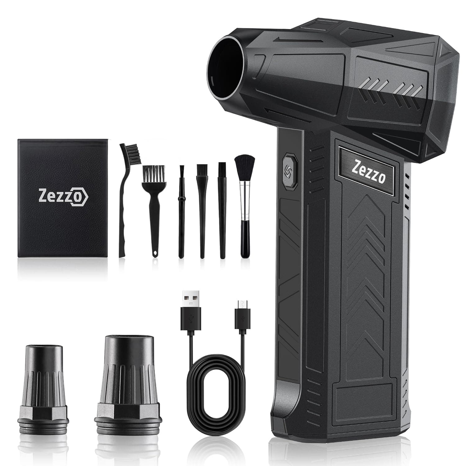 Zezzofan Compressed Air Duster-180000RPM Ultra Powerful Electric Air Duster, 3-Gear Adjustable High Speed Brushless Motor Air Blower for Dust Cleaning PC/Keyboard/Car