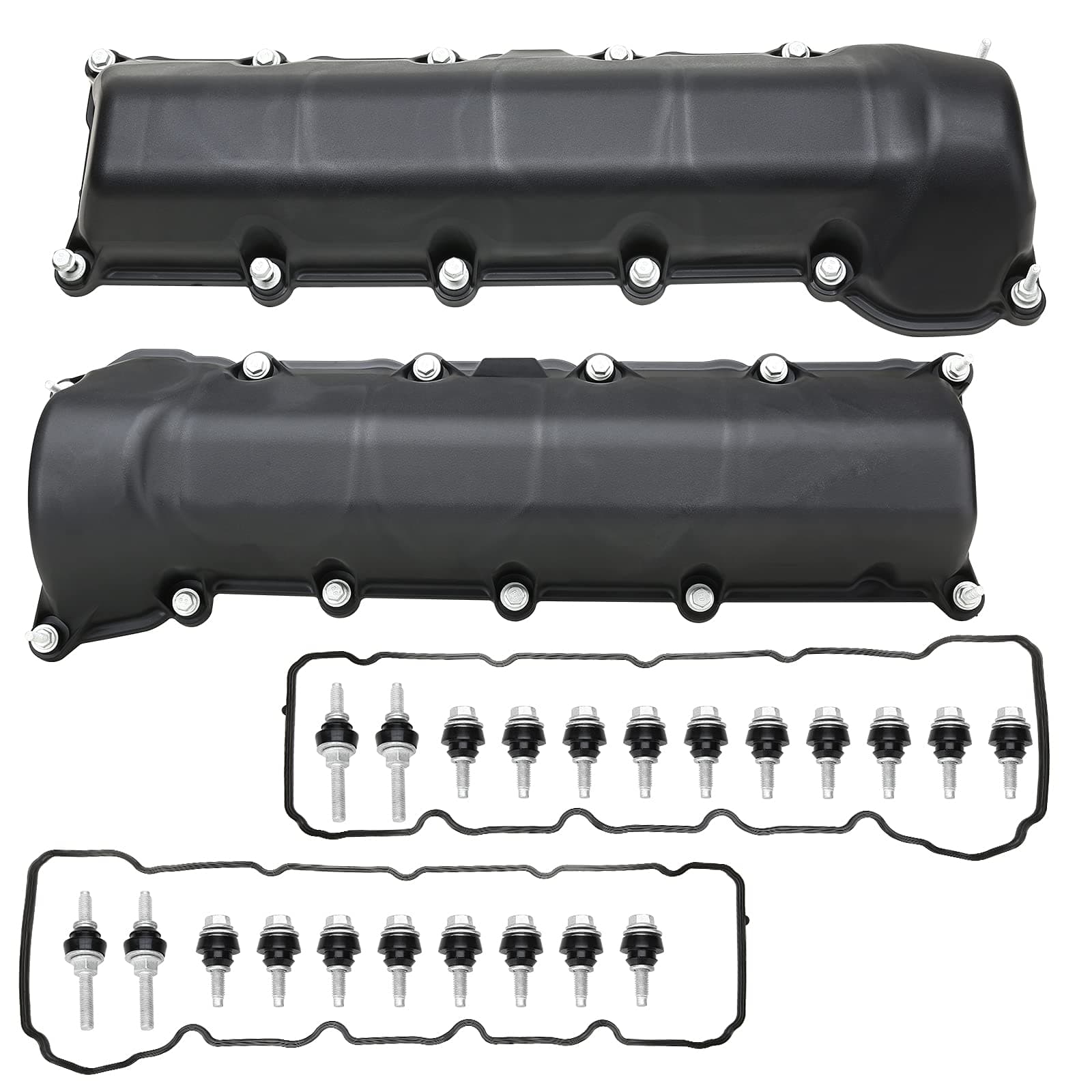 MITZONE Left and Right Side Valve Covers With Gaskte And Bolts Compatible With 2001-2007 Dodge Ram 1500 Durango Dakot Jeep Commander Grand Cherokee 4.7L V8 Replace # 53021828AA 53021829AD
