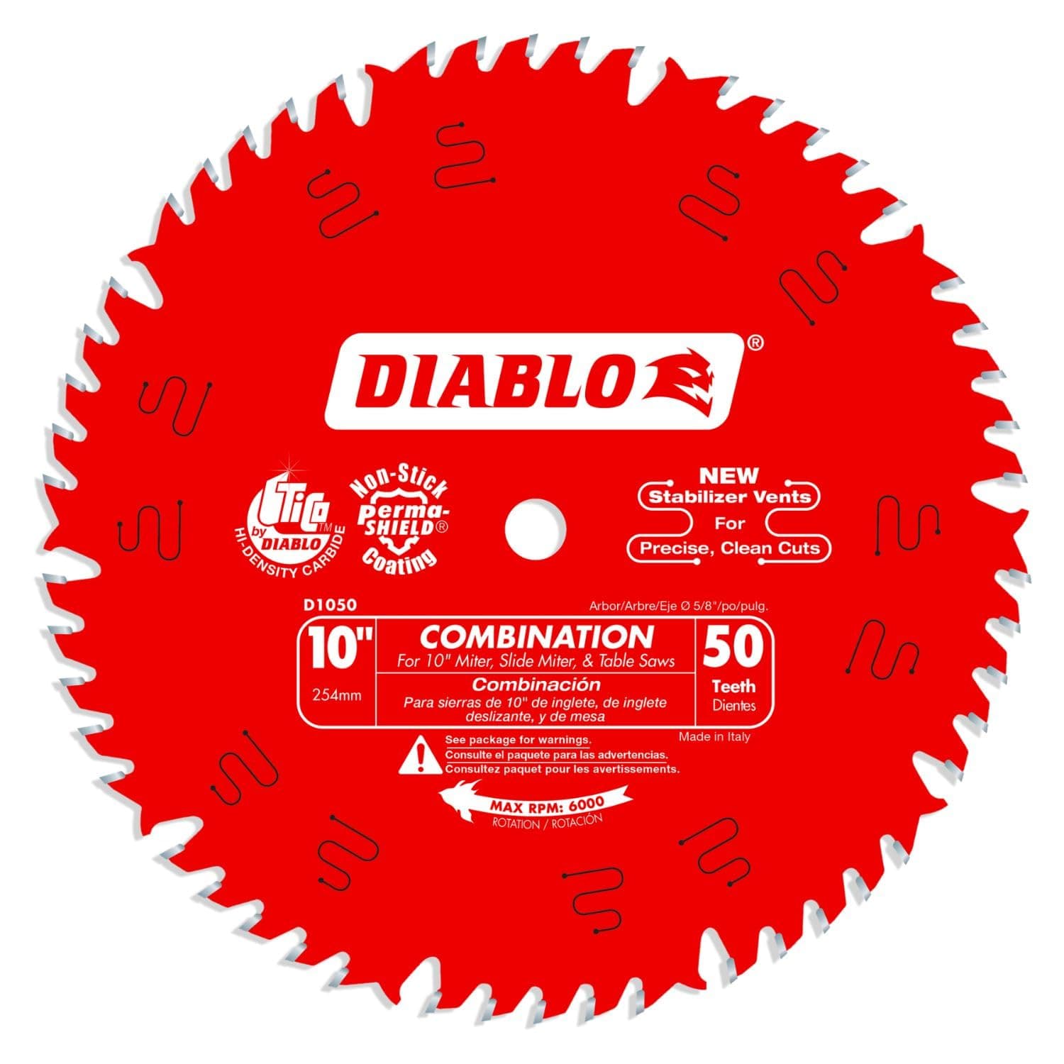 Diablo by Freud "Freud D1050X Diablo 10"" 50-tooth ATB Combo Saw Blade w/5/8"" Arbor&PermaShield"