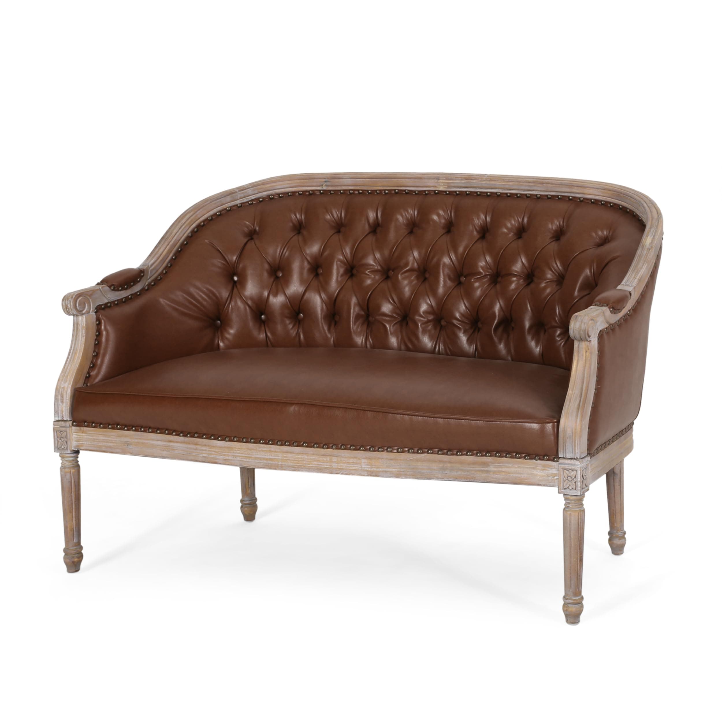 Christopher Knight Home Faye Tufted Upholstered Loveseat - Cognac Brown/Antique