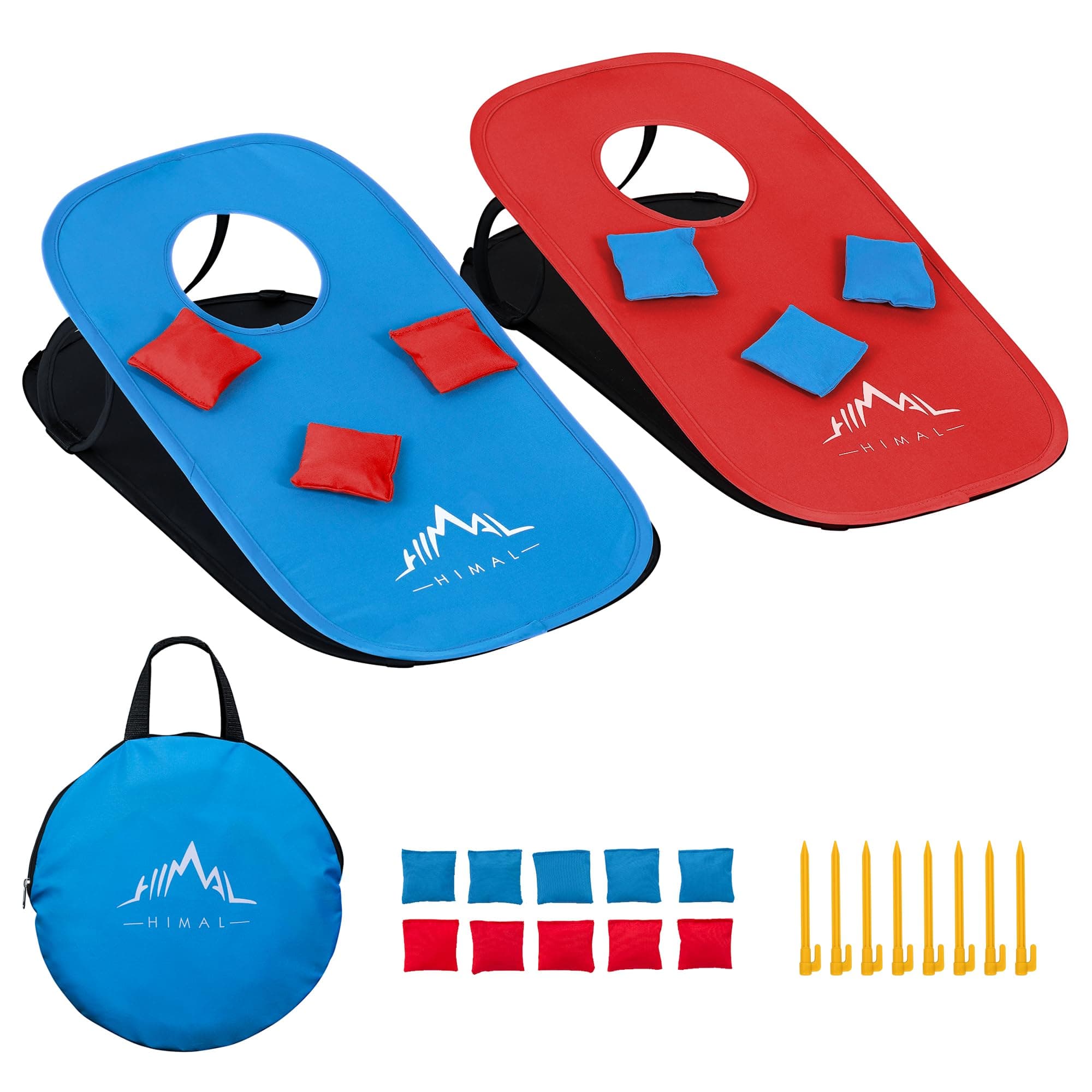 Himal Collapsible Portable Cornhole Game Boards 10 Bean Bags Cornhole Set Tic Tac Toe Game 2 Games on 1 Board (2 x 1-feet)