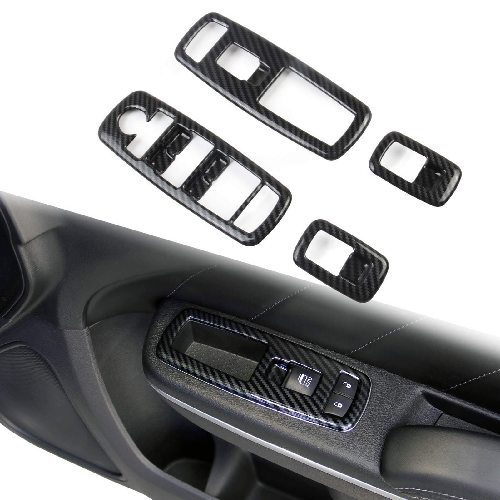 Crosselec Carbon Fiber Window Lift Trim Switch Panel Cover Trim for Dodge Charger 2011+