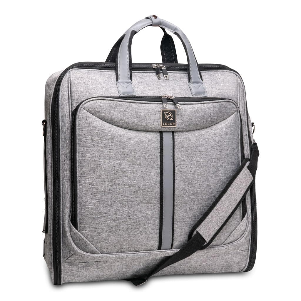 Premium Suit Garment Bag Carry On - Hangs 4 Suits - Travel & Business with Shoulder Strap and Laptop Compartment