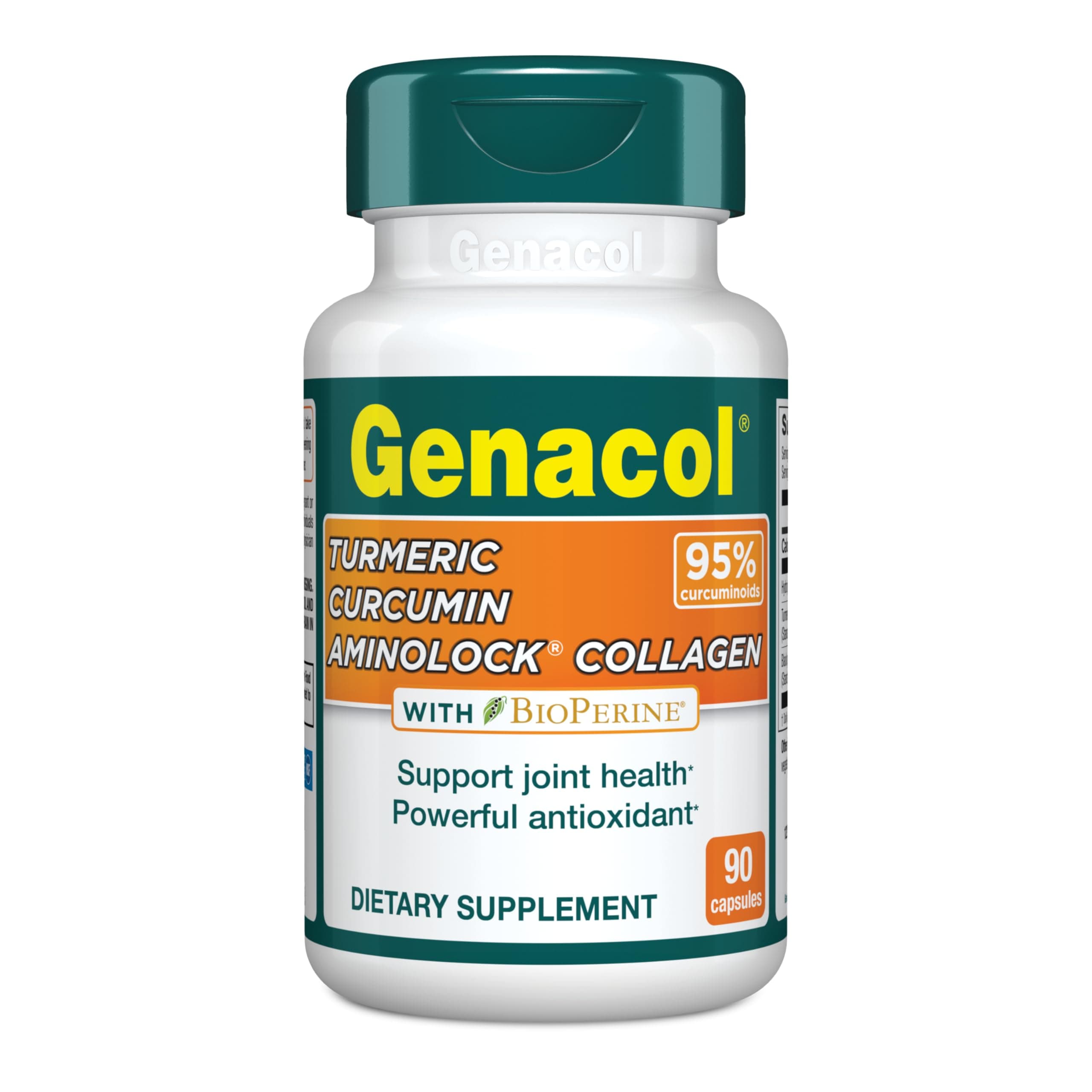 Genacol Turmeric Curcumin, Ultra-Hydrolyzed Collagen Peptides Supplement with Black Pepper Extract (BioPerine), Soothe Your Joints, Enhanced Absorption, 90 Capsules (30-Day Supply)
