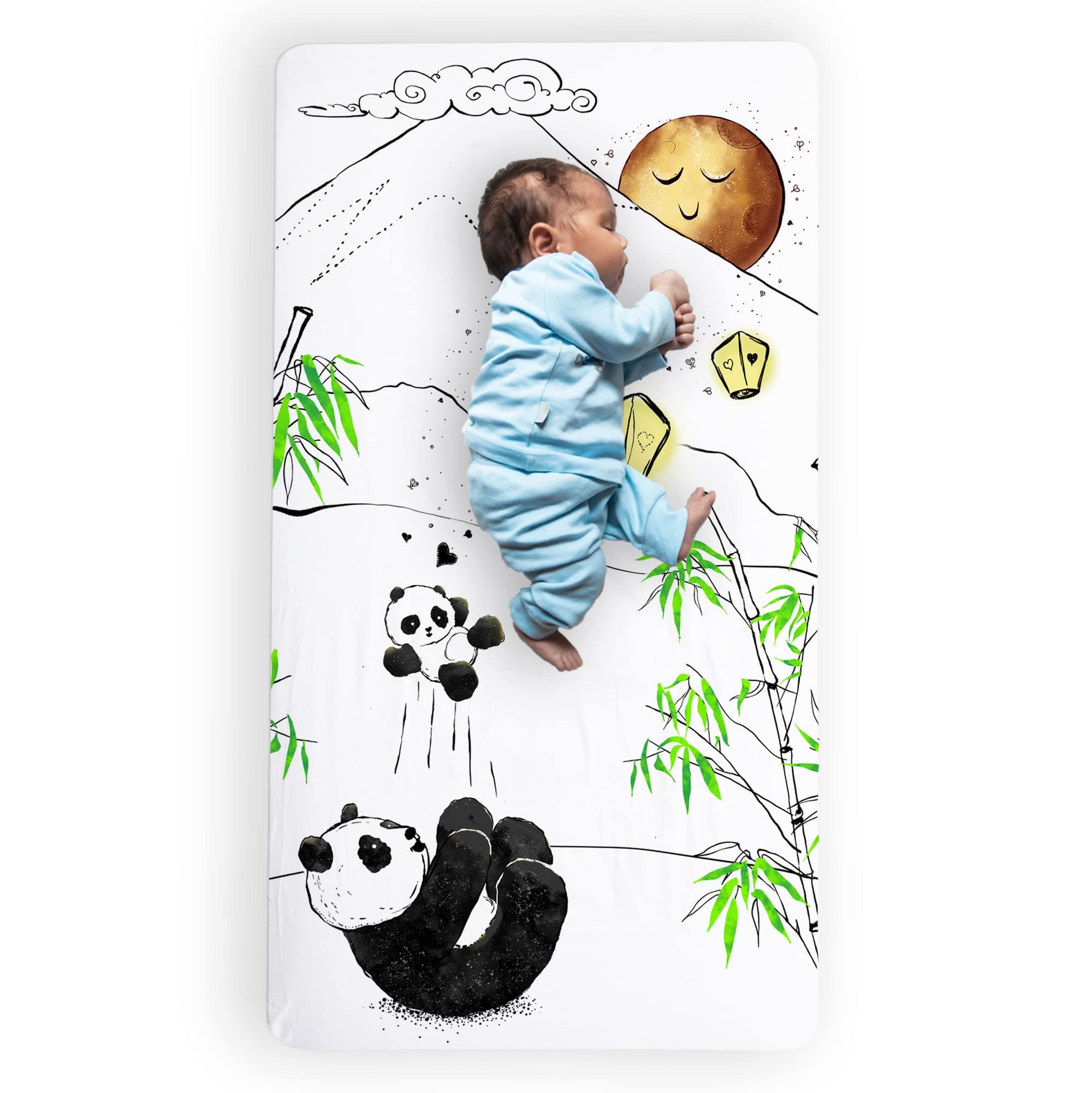 JumpOff Jo - Fitted Crib Sheet, Super Soft 100% Cotton Sheet for Standard Crib Mattresses and Toddler Beds, 28 in. x 52 in, Storytelling Designs - Playful Pandas
