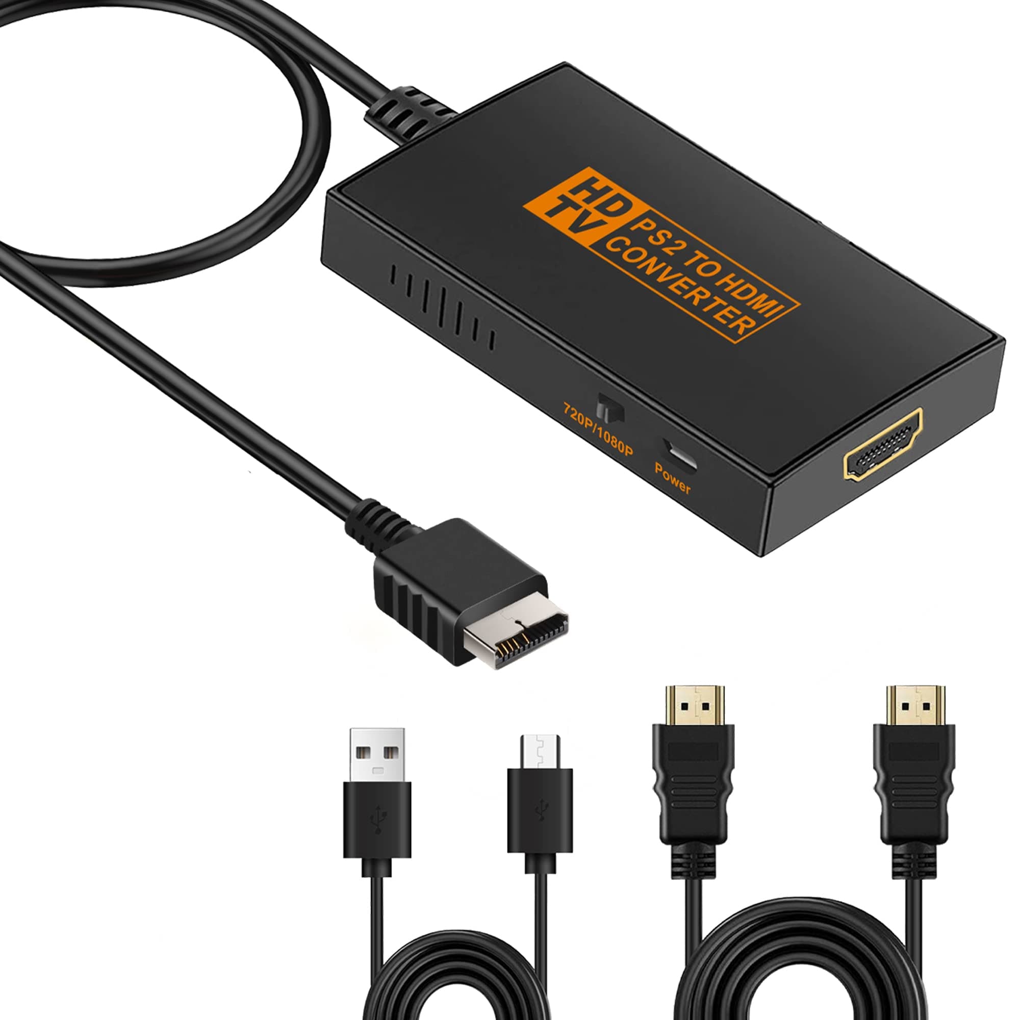 PS2 to HDMI Converter Adapter for HDTV HDMI Monitor Compatible with PS1/PS2/PS3 Game Consoles with HDMI Cable