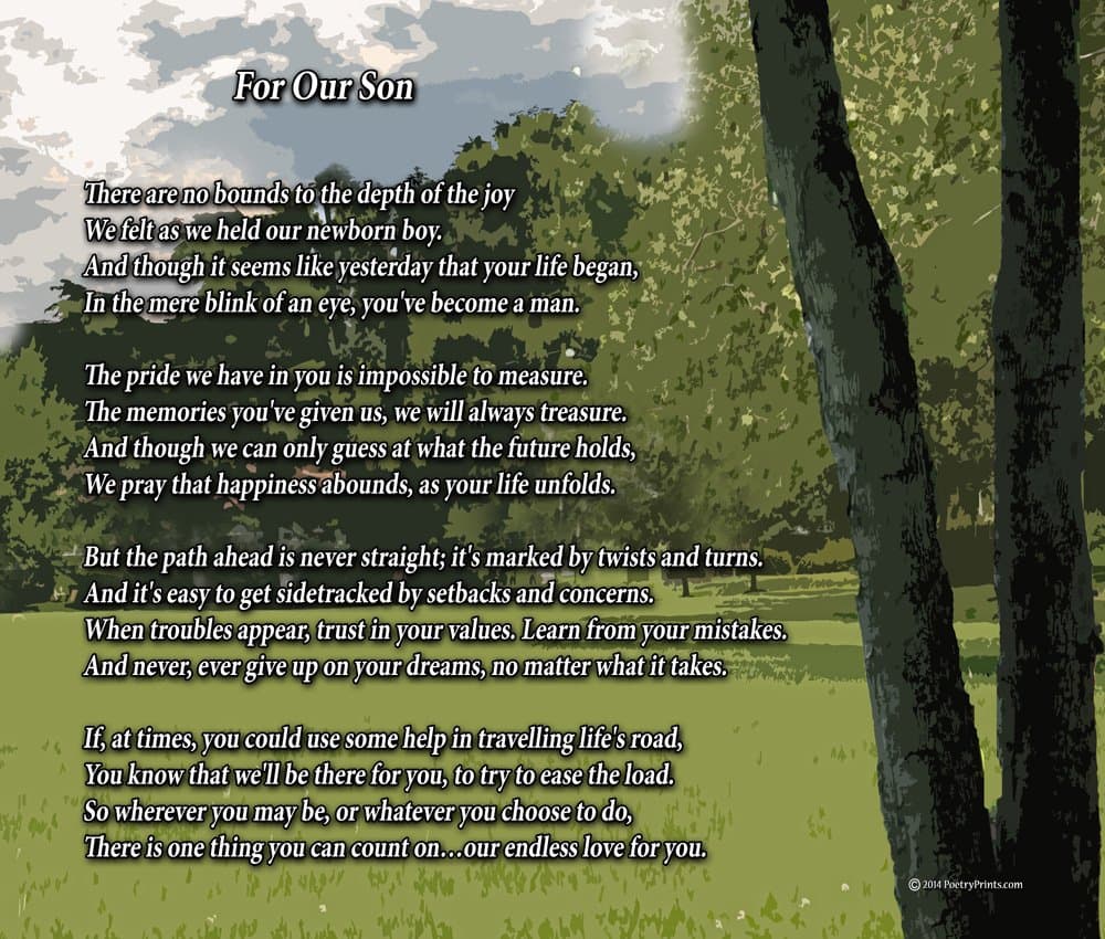 for Our Son -Poem Print (8x10)-Wonderful Son Gift for Any Occasion