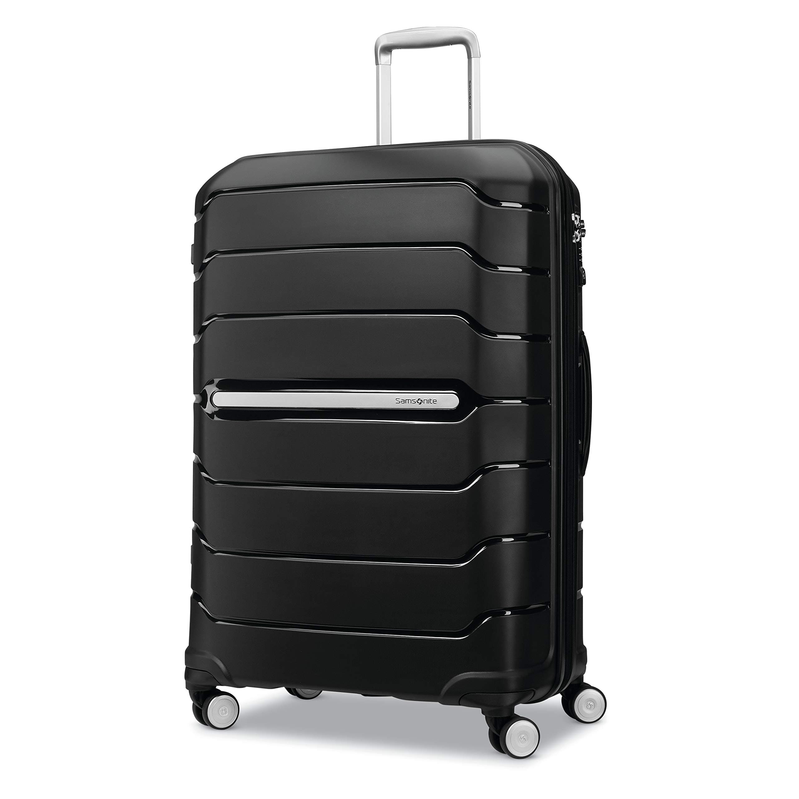 Freeform Large Checked Luggage with Dual 360° Spinner Wheels - TSA Lock, Airline-Approved - Lightweight Durable Polypropylene Expandable Hardshell - Black