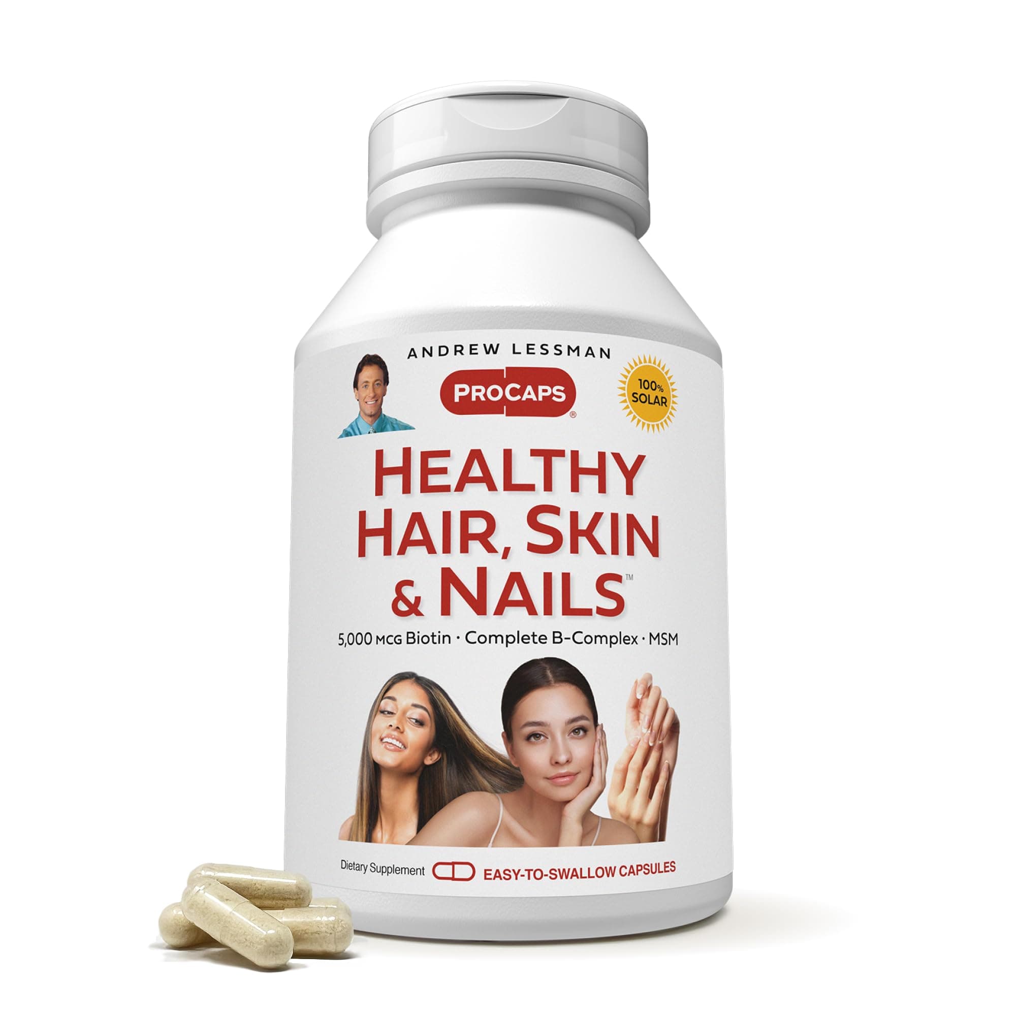 Andrew LessmanANDREW LESSMAN Healthy Hair, Skin & Nails, 60 Capsules - 5000mcg High Bioactivity Biotin, B-Complex Promotes Beautiful Skin, Strong Nails, No Additives for Hair Growth