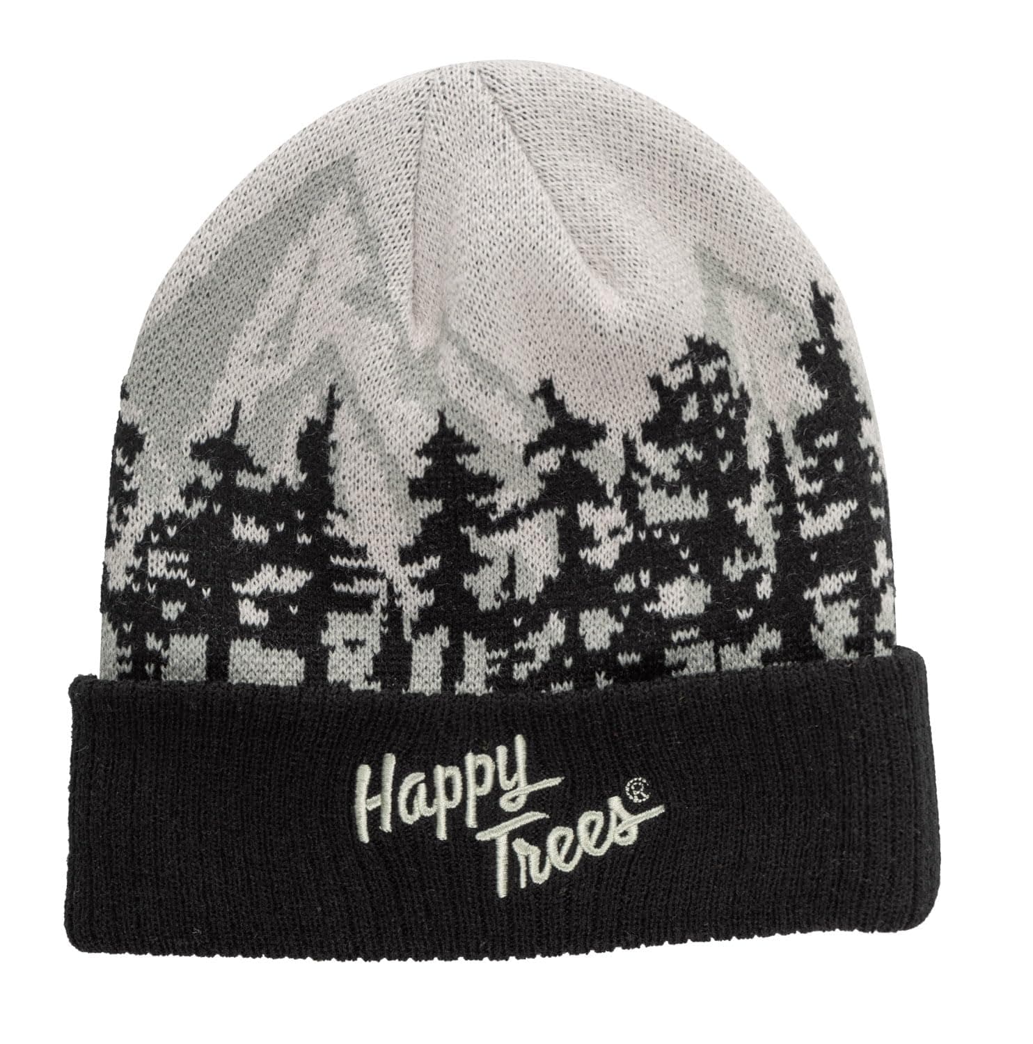 Calhoun Officially Licensed Bob Ross Happy Trees and Mountains Knit Roll Up Beanie
