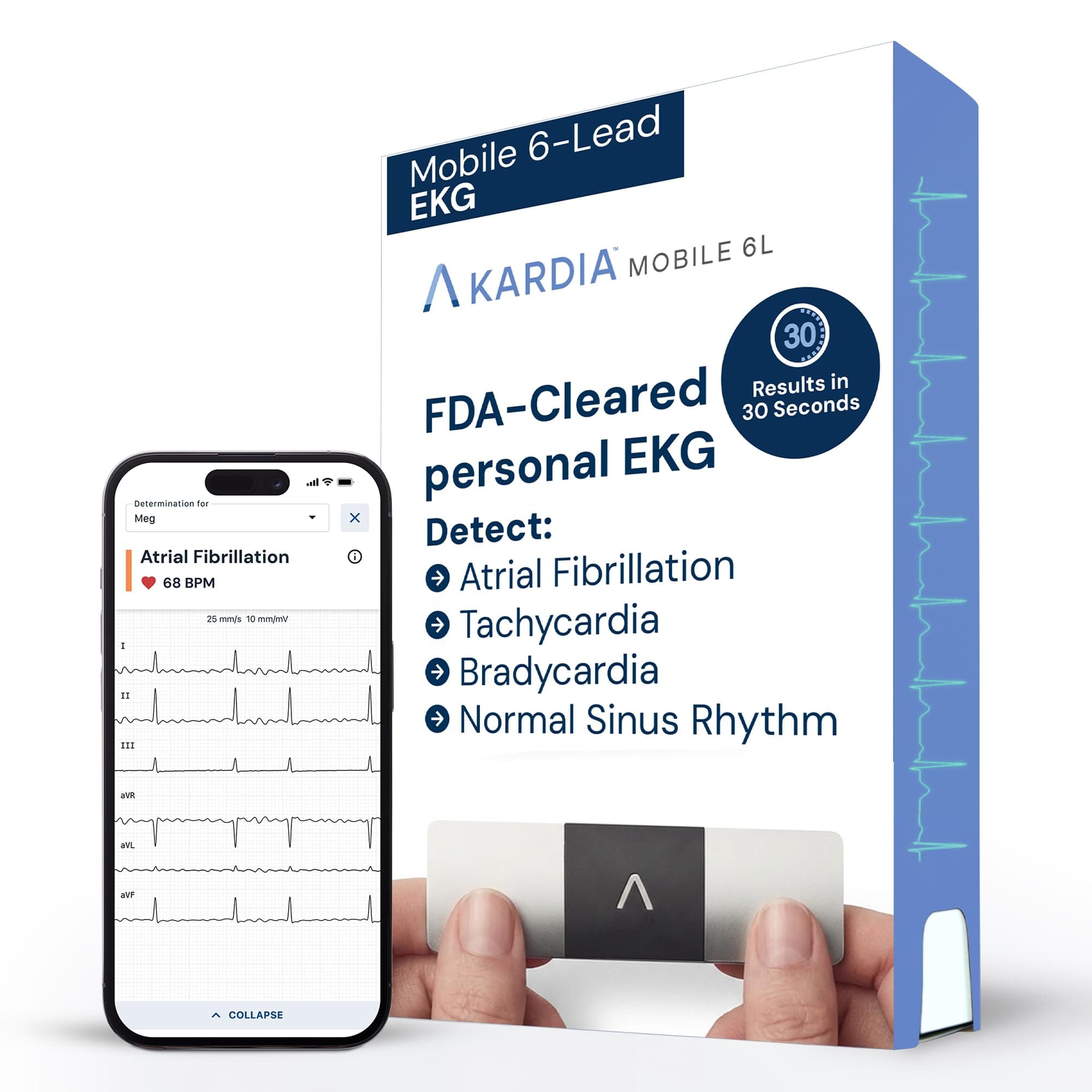 AliveCor Kardiamobile Six-Lead Portable Ecg Device - Fast & Accurate 6 Lead Ecg Machine | Us Fda Cleared & Clinically Validated Device | Record Ecg At Home Safely