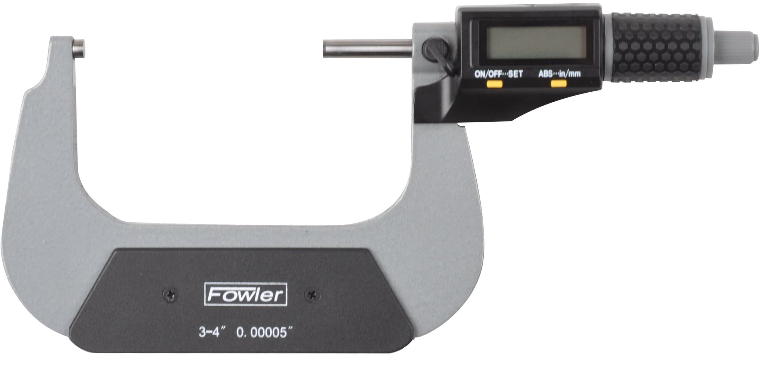 Fowler 54-870-004-0 Full Warranty Xtra-Value II Electronic Μm Set with Grey Enamel Finish, 3-4"/75-100 mm Measuring Range, 0.00005"/0.001 mm Resolution, 0.0002"/0.005 mm Accuracy , black