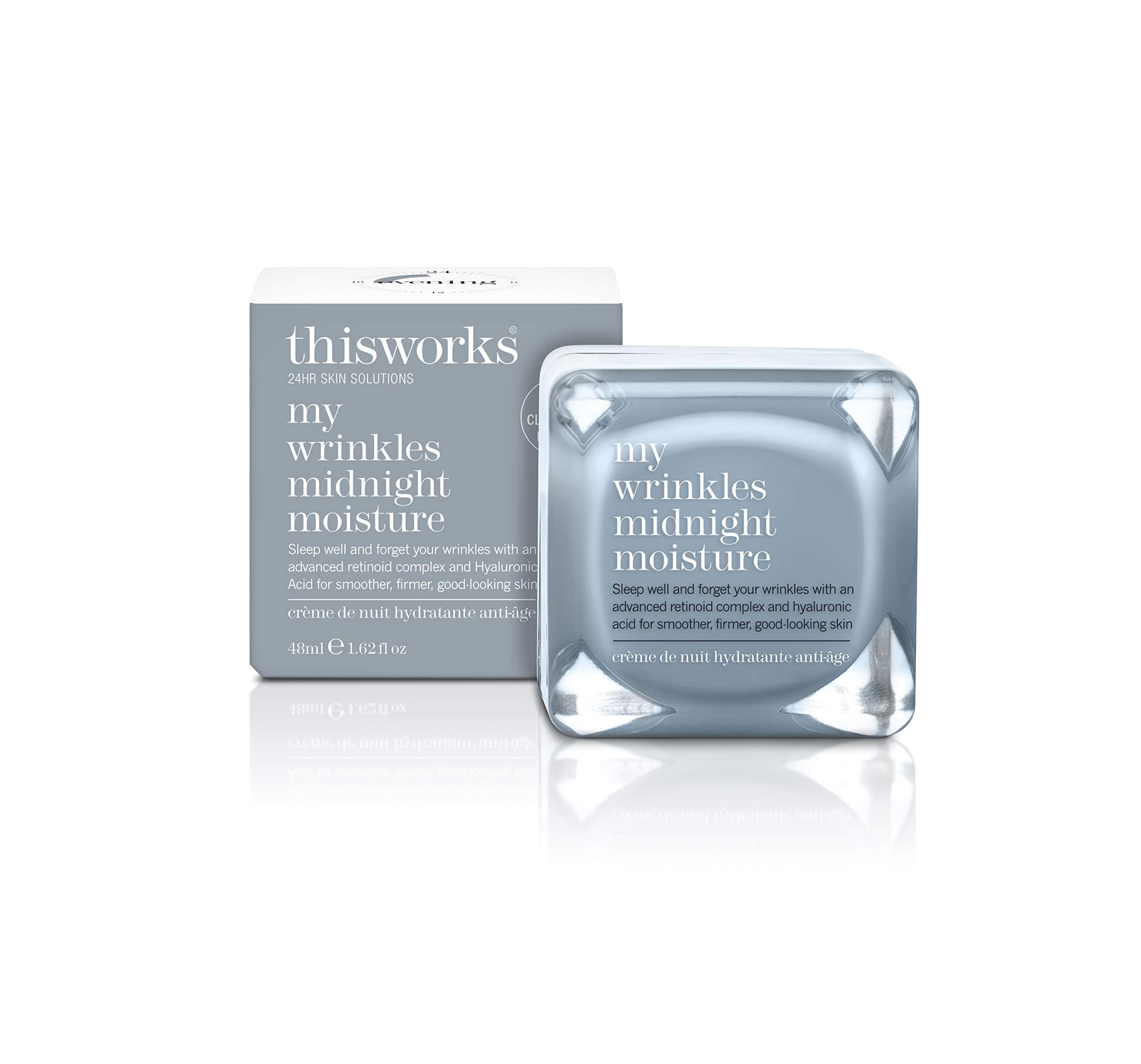 This WorksMy Wrinkles Midnight Moisture, 48 ml - Anti Aging Night Cream with Hyaluronic Acid and Retinoid Complex - Nourishing Overnight Face Moisturiser for Women to Smooth and Firm Skin