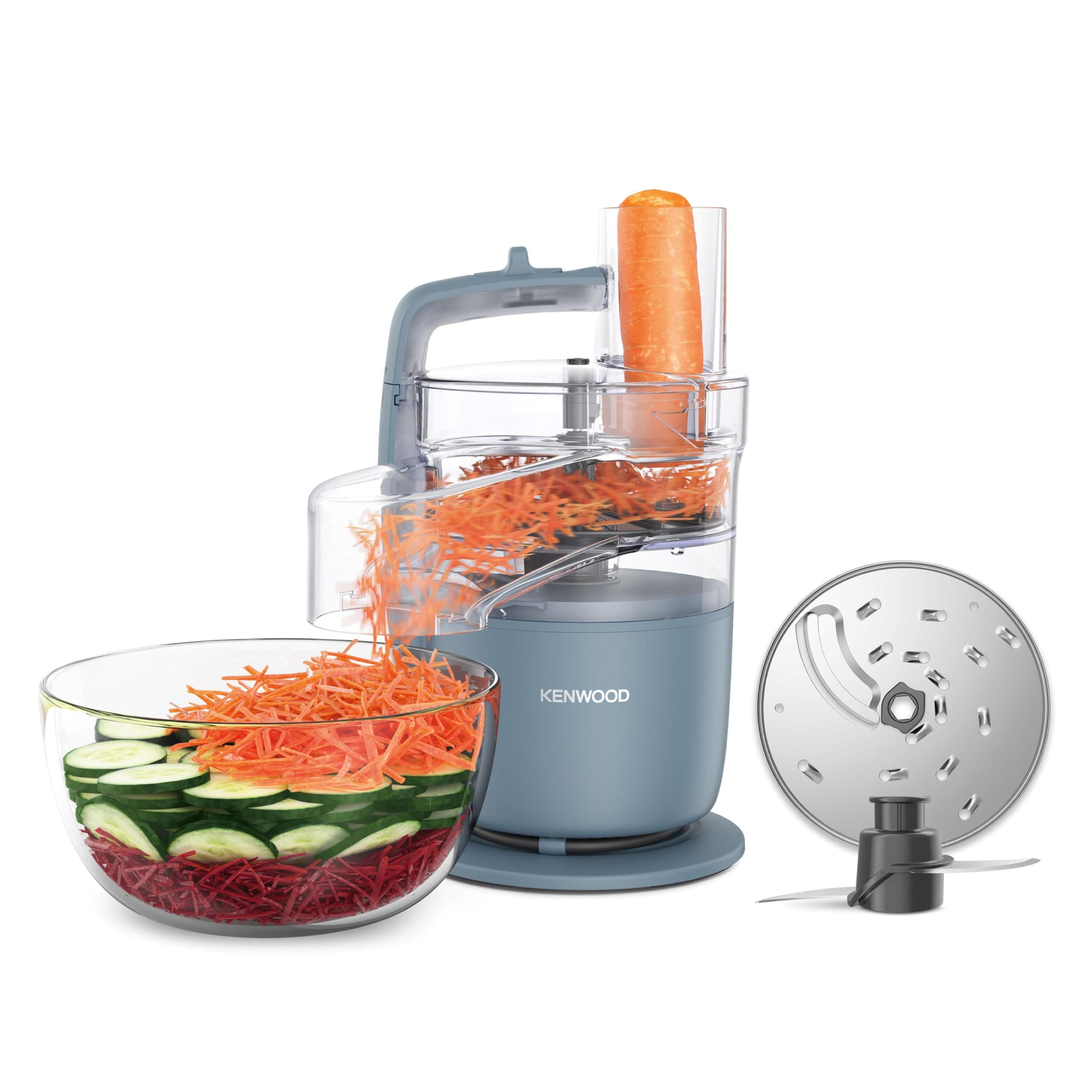 MultiPro Go FDP22.​130GY, Food Processor, for Chopping, Slicing, Grating, Pureeing and Kneading Dough, with Express Serve, 1.3L Bowl, Knife blade, 4mm Slicing/Grating Disk, 650 Watts, Grey