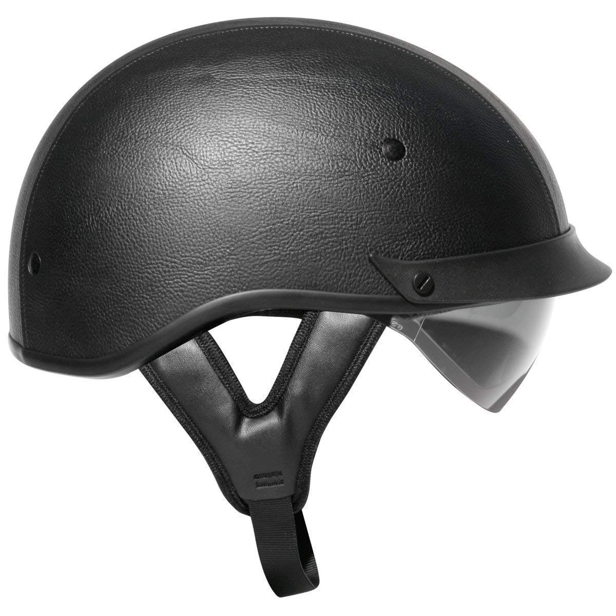 Outlaw T-72 'Knight Rider' Black Synthetic Leather Dual-Visor Motorcycle Half Helmet - Small