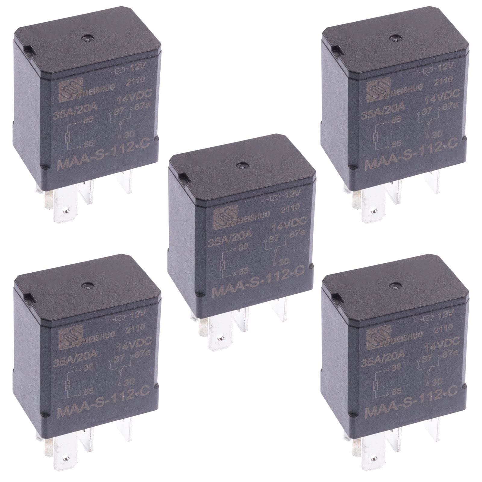 12V 35A Micro Changeover Car Relay 5-Pin Automotive Auto Motorbike SPDT (Pack of 5)