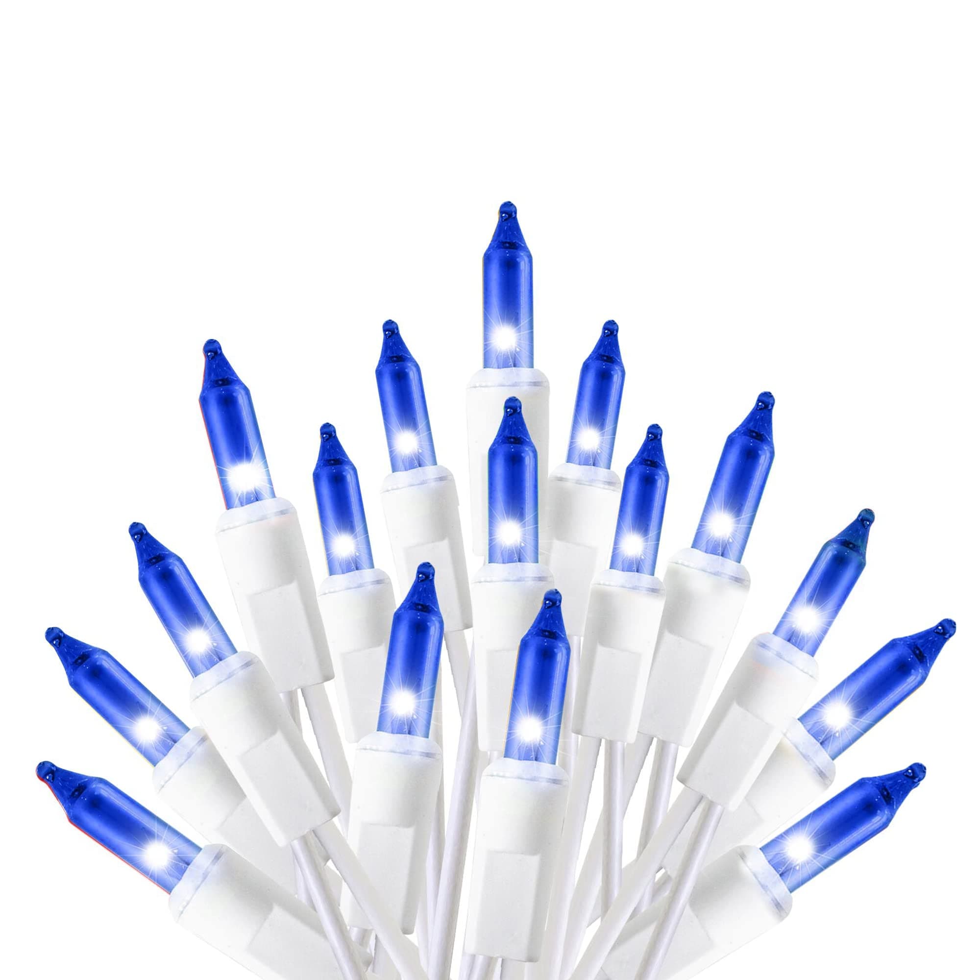 FUNPENY Christmas Lights, 150 Lights 33FT Incandescent Mini String Lights White Wire for Indoor Outdoor Christmas Tree Xmas Party Home Decorations (Blue)