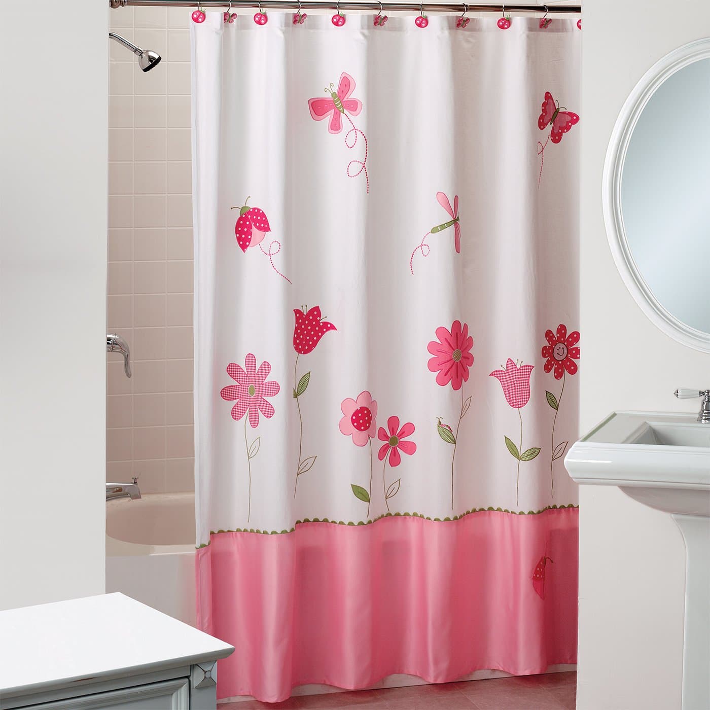 Saturday Knight Butterfly Garden Fabric Shower Curtain