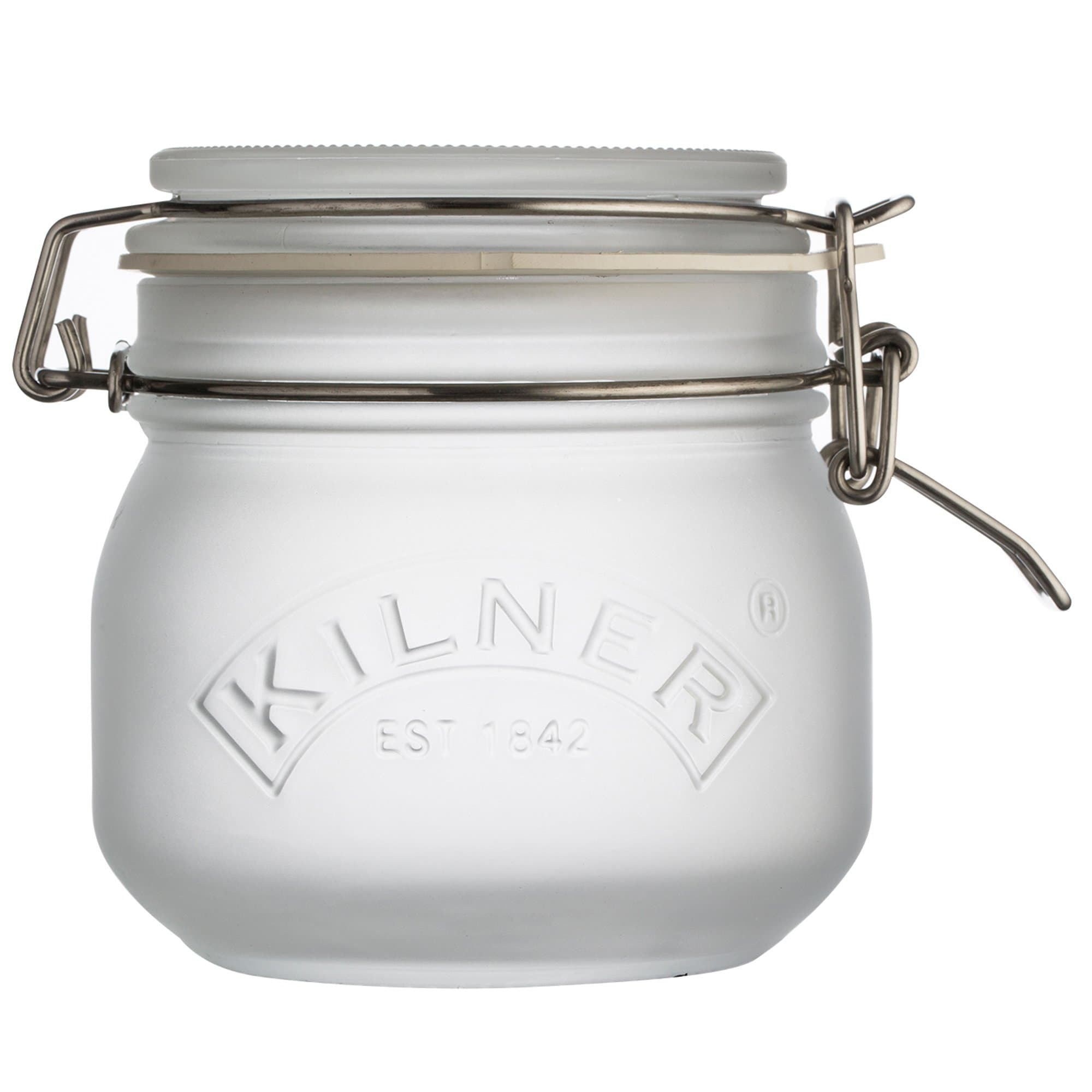 Kilner - 25.85 CT Frosted Glass Jar, 500ml, White
