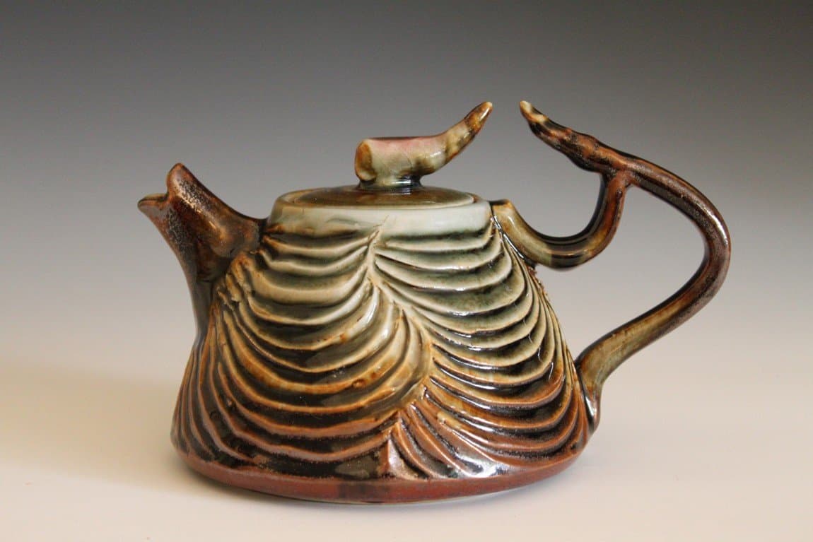 16 oz Handmade ceramic teapot, Hand Carved Porcelain Teapot, Ceramic Teapot, ceramics and pottery, pottery teapot, wheel thrown teapot