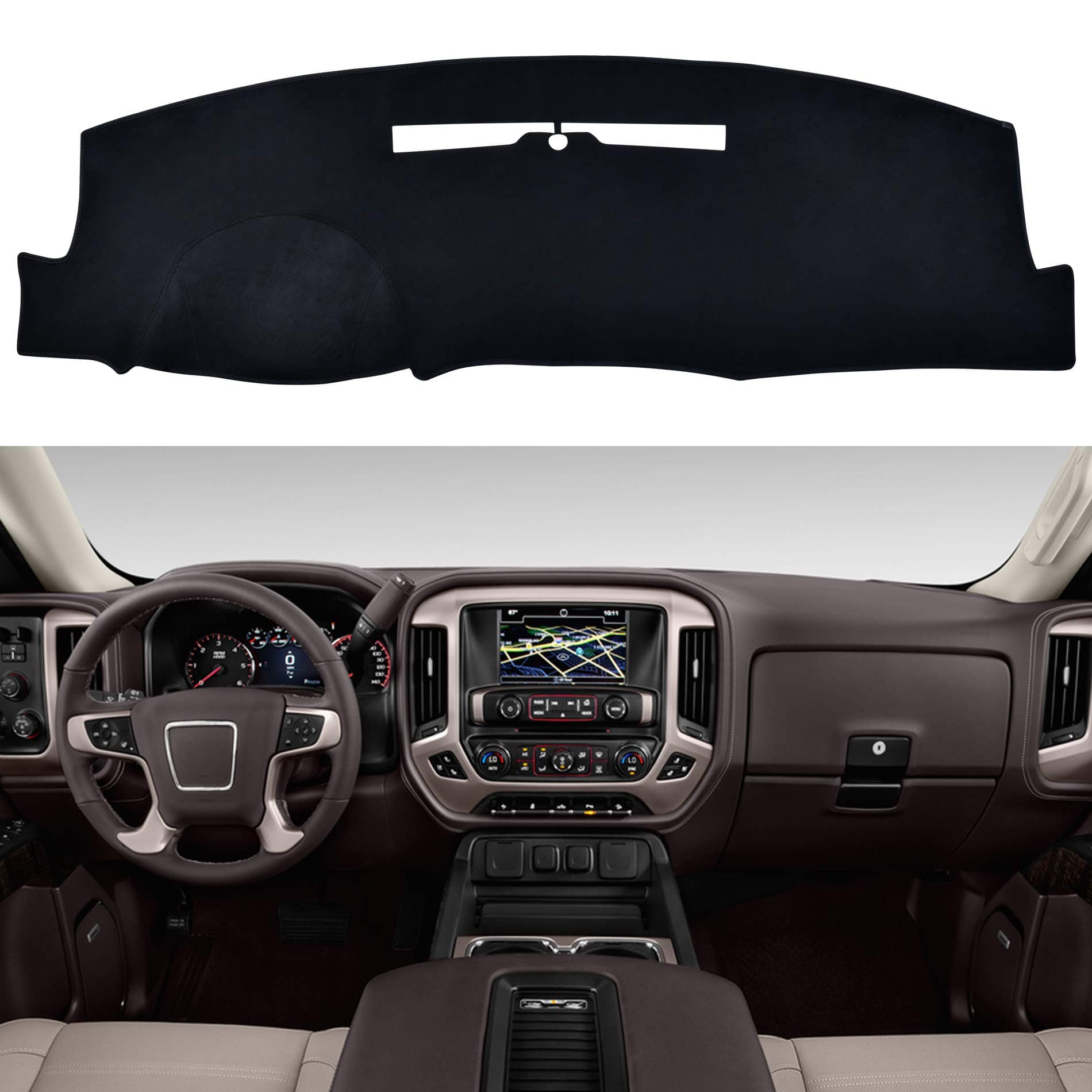 SPEEDWOW Dash Board Custom Cover Mat Carpet Compatible with 2014-2018 Chevrolet Silverado GMC Sierra 1500 2500 3500