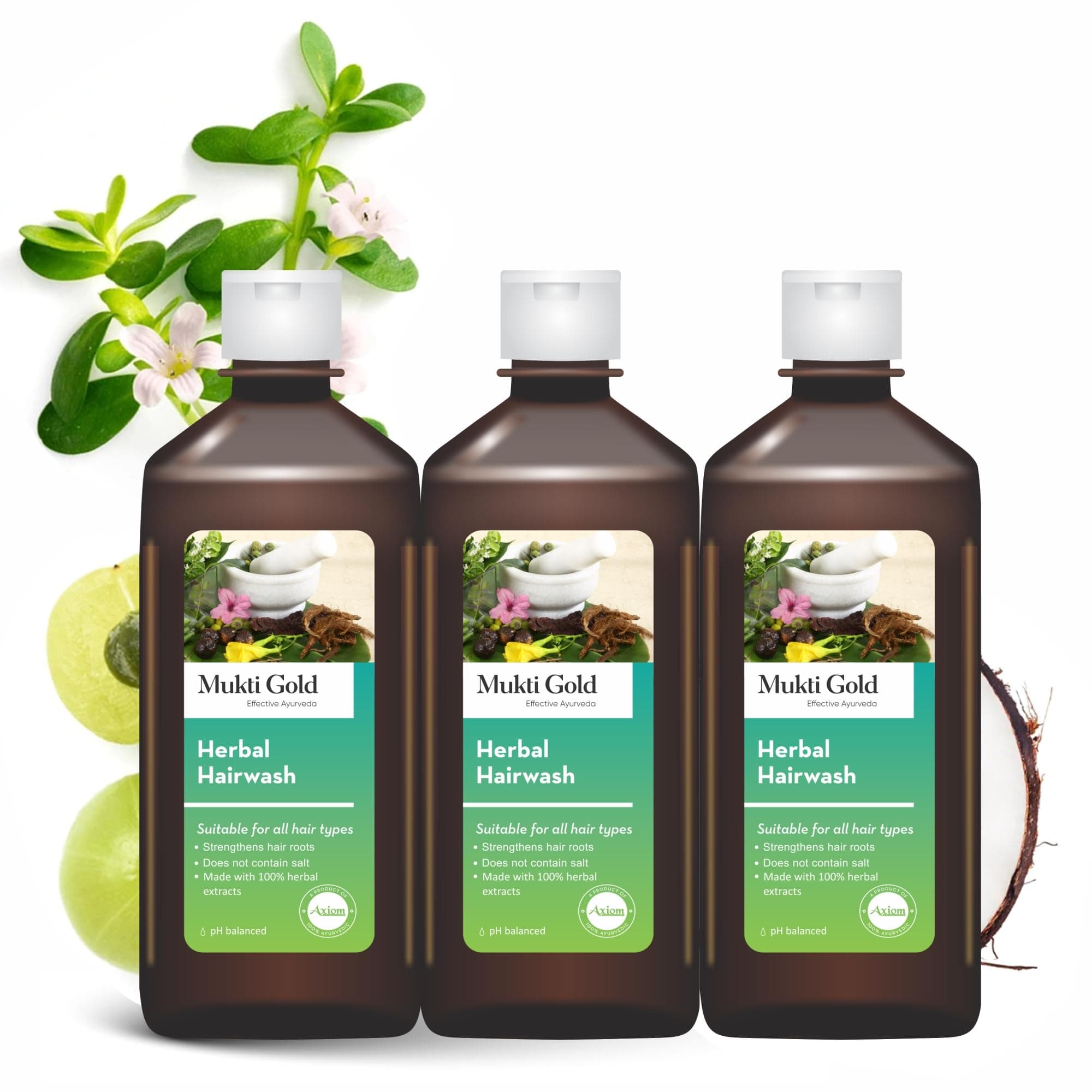 Herbal Hairwash 500 ml Family Pack (Pack Of 3) | Strengthens Hair Roots | Does Not Contain Salt | 100% natural Herbal Extracts | WHO-GLP,GMP,ISO Certified Product