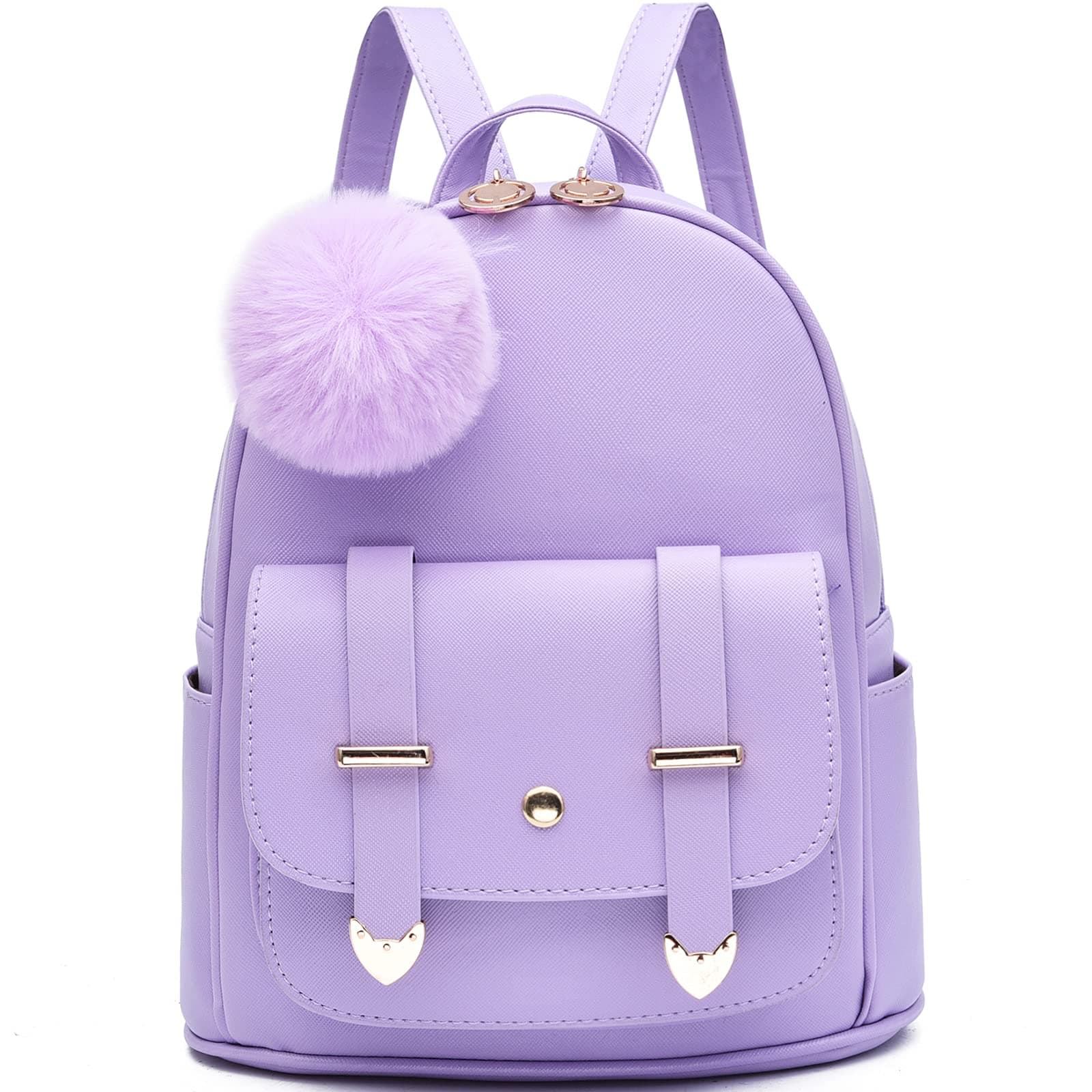 Girls Fashion Backpack Mini Backpack Purse for Women Teenage Girls Purses PU Leather Pompom Backpack Shoulder Bag