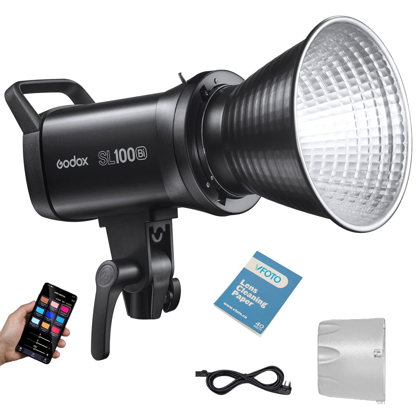 Godox SL100Bi LED Video Light 100W Bi-Color 2800K-6500K CRI96 TLCI97 Daylight Balanced Continuous Output Lighting Studio Light, 11 FX Effects, APP Bluetooth Control, Bowens Mount