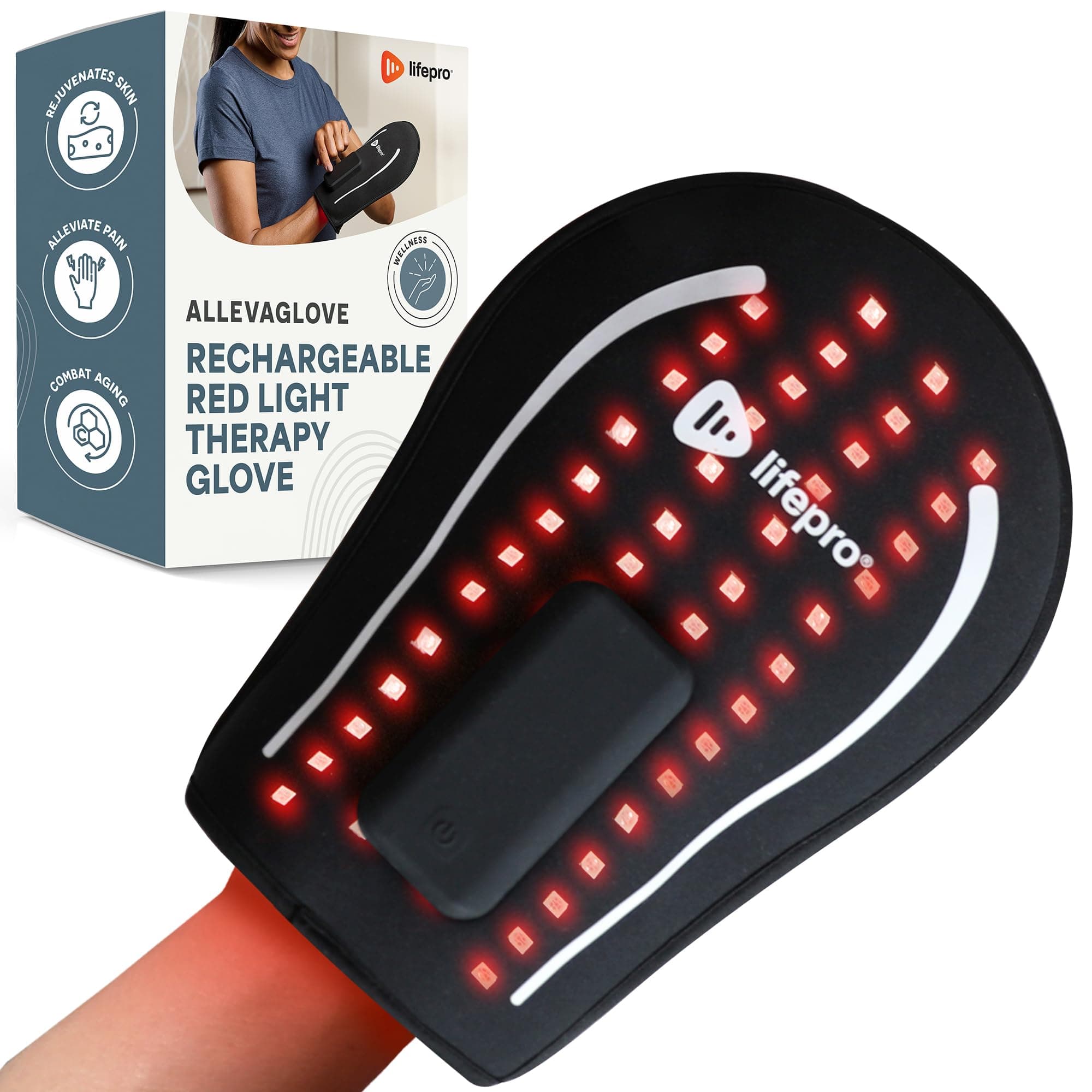 Red Light Therapy Glove - Rechargeable LED Near Infrared Light Therapy Hand Stiffness Glove - Red Light Therapy at Home - Red Light Therapy Device Glove or Light Therapy Products