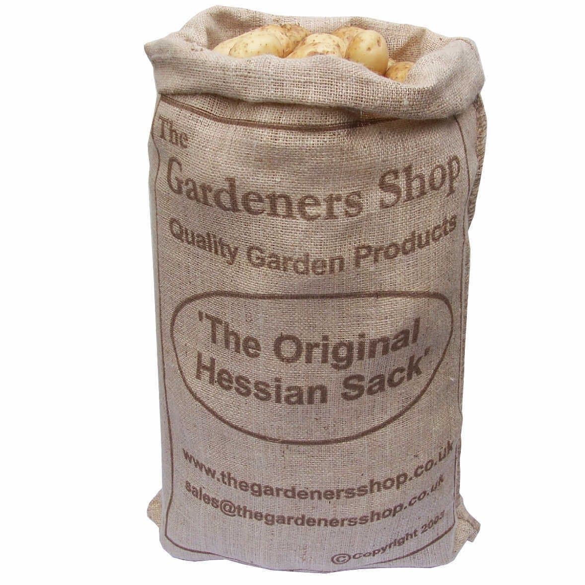 The Gardeners Shop UK Heavy Duty Printed Hessian Sacks 50cm x 79cm 25KG - Potato and Vegetable Storage (2 x Pack)