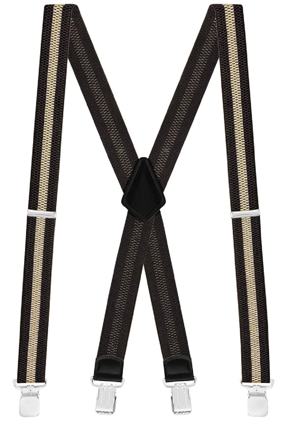 Buyless FashionTextured Suspenders for Men - 48" Adjustable Straps 1 1/2" - X Back with Metal Clips